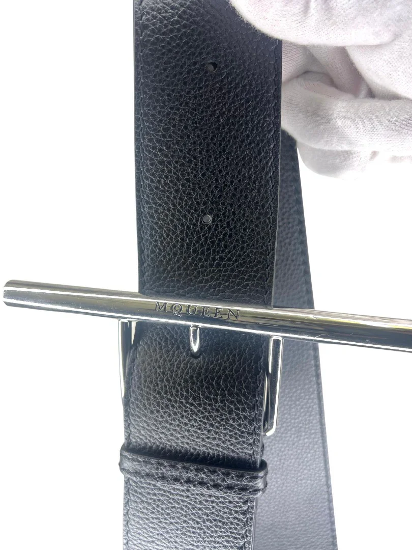 Alexander McQueen Black Leather T-Bar Sling Shoulder Bag - Image 6