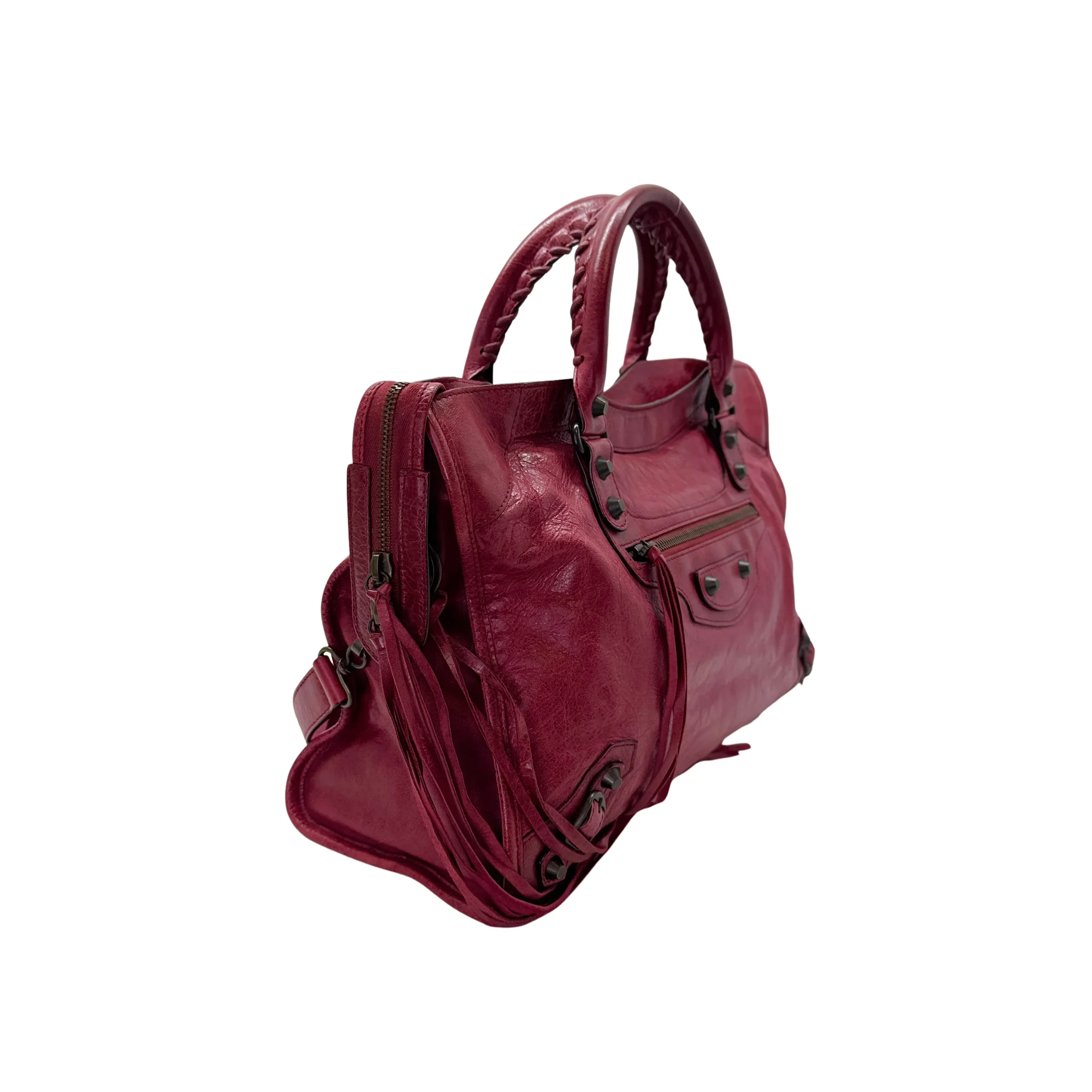 Balenciaga City Bag Small Leather Wine Red - Image 4
