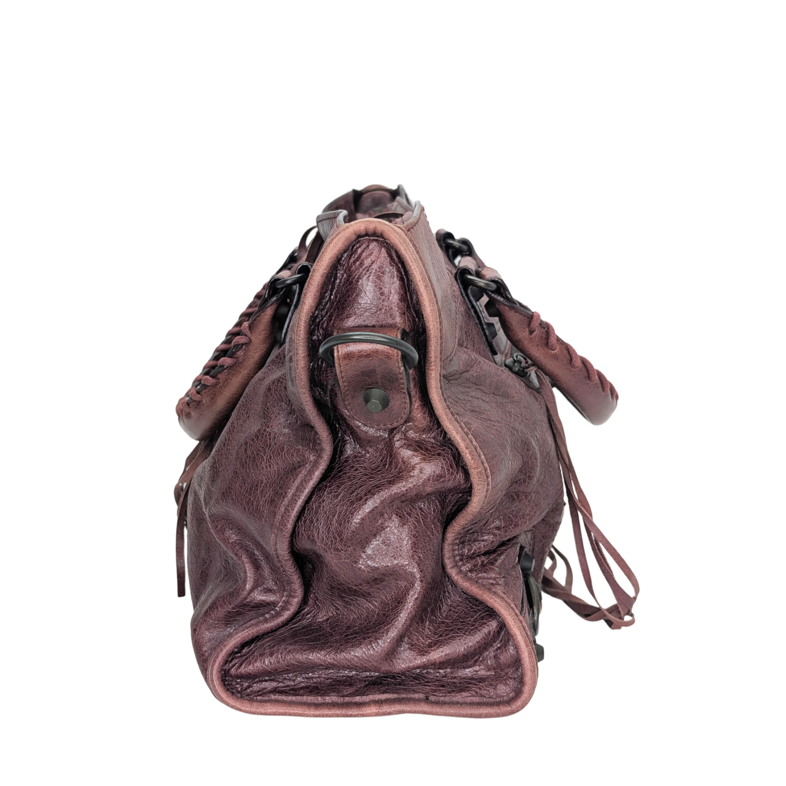 Balenciaga Motorcycle City Shoulder Bag Dark Burgundy - Image 4