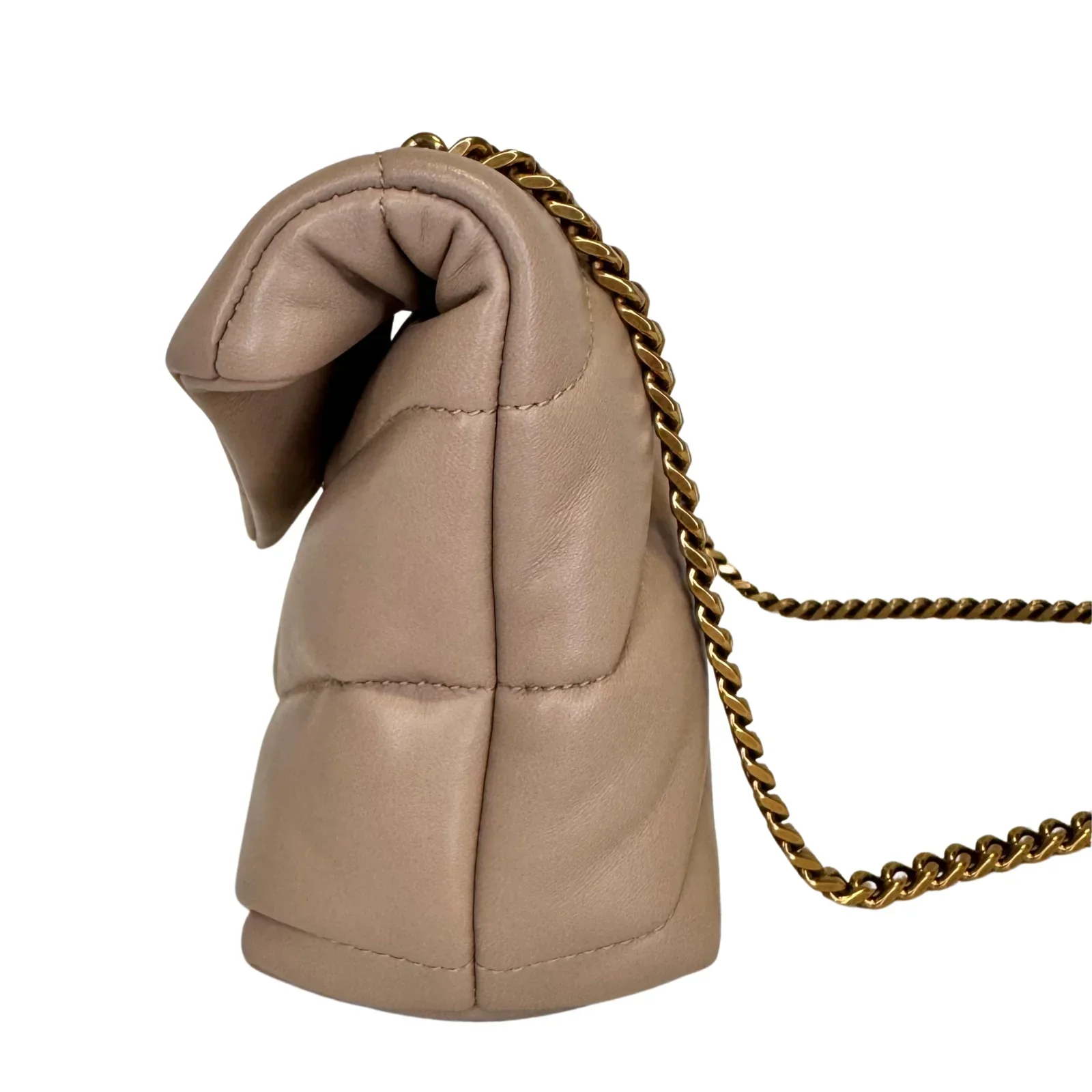 Saint Laurent Lambskin Toy Loulou Puffer Chain Bag – Dark Beige - Image 7