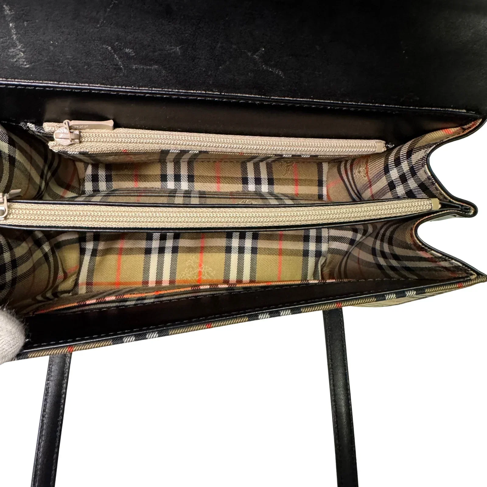 Burberry Nova Check Leather Flap Shoulder Bag - Image 8