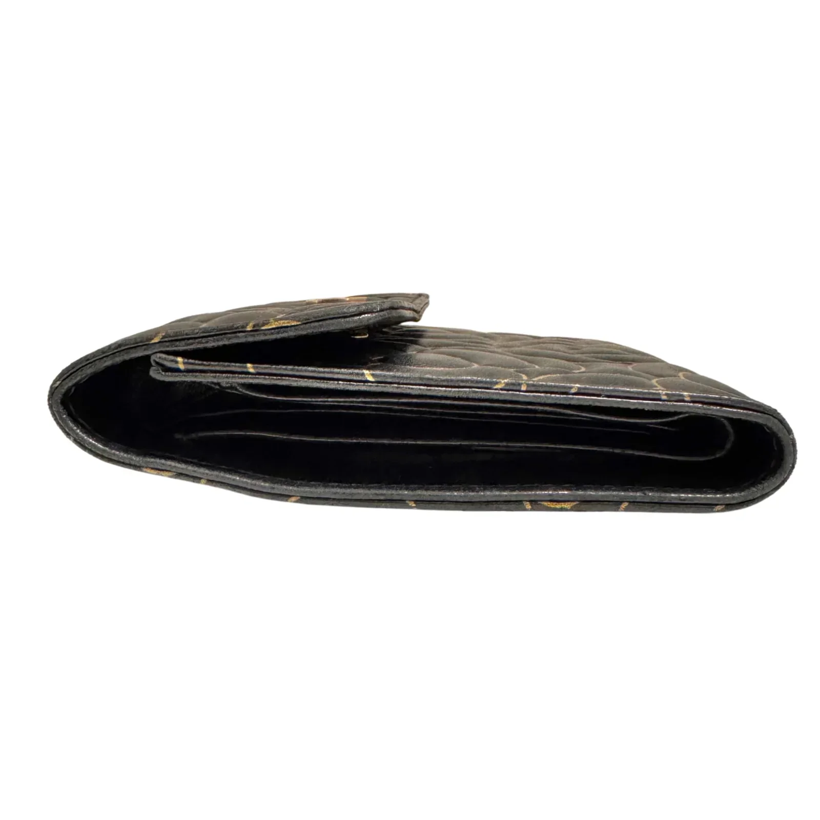 Chanel Lambskin Camellia Embossed Wallet in Black & Gold - Image 7