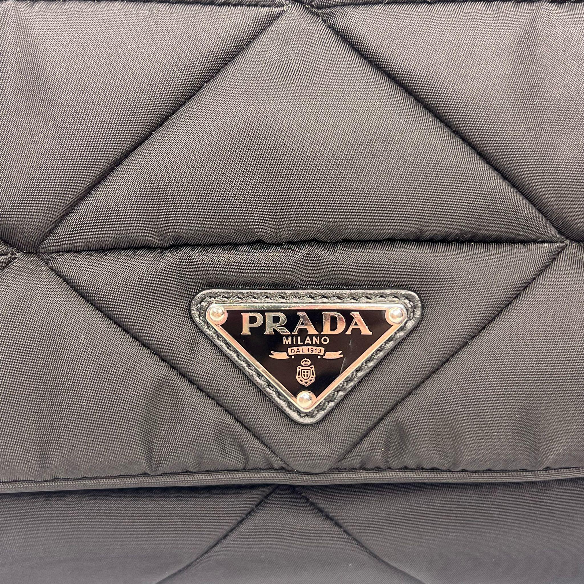 Prada Quilted Re-Nylon Crossbody Bag with Detachable Pouch Black - Image 14