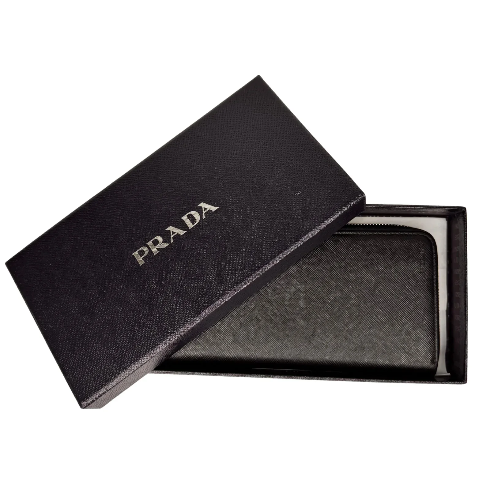 Prada Saffiano Leather Zip-Around Long Wallet – Nero Black - Image 2
