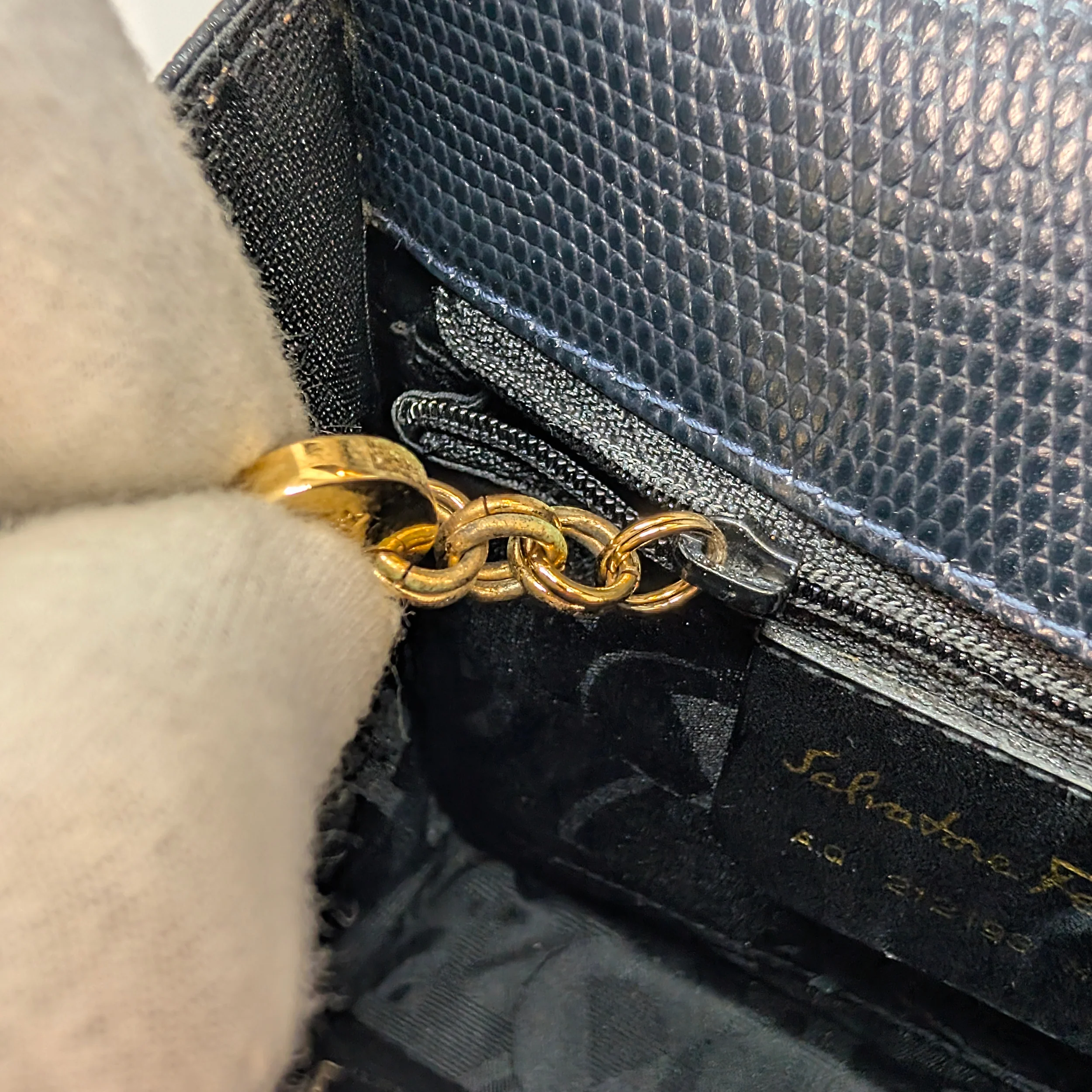 Salvatore Ferragamo Lizard Gancini Iconic Top Handle Bag - Image 17