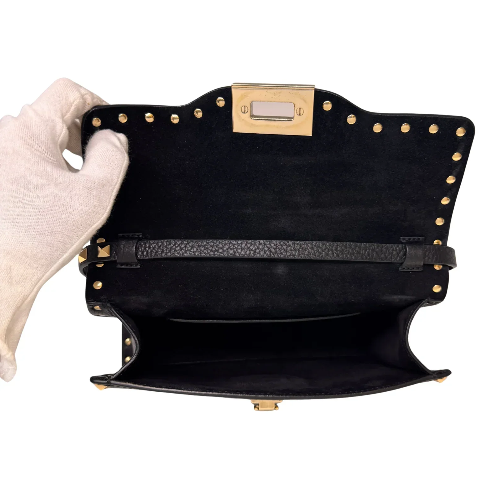 Valentino Garavani Rockstud Flip Lock Crossbody Bag – Black - Image 9
