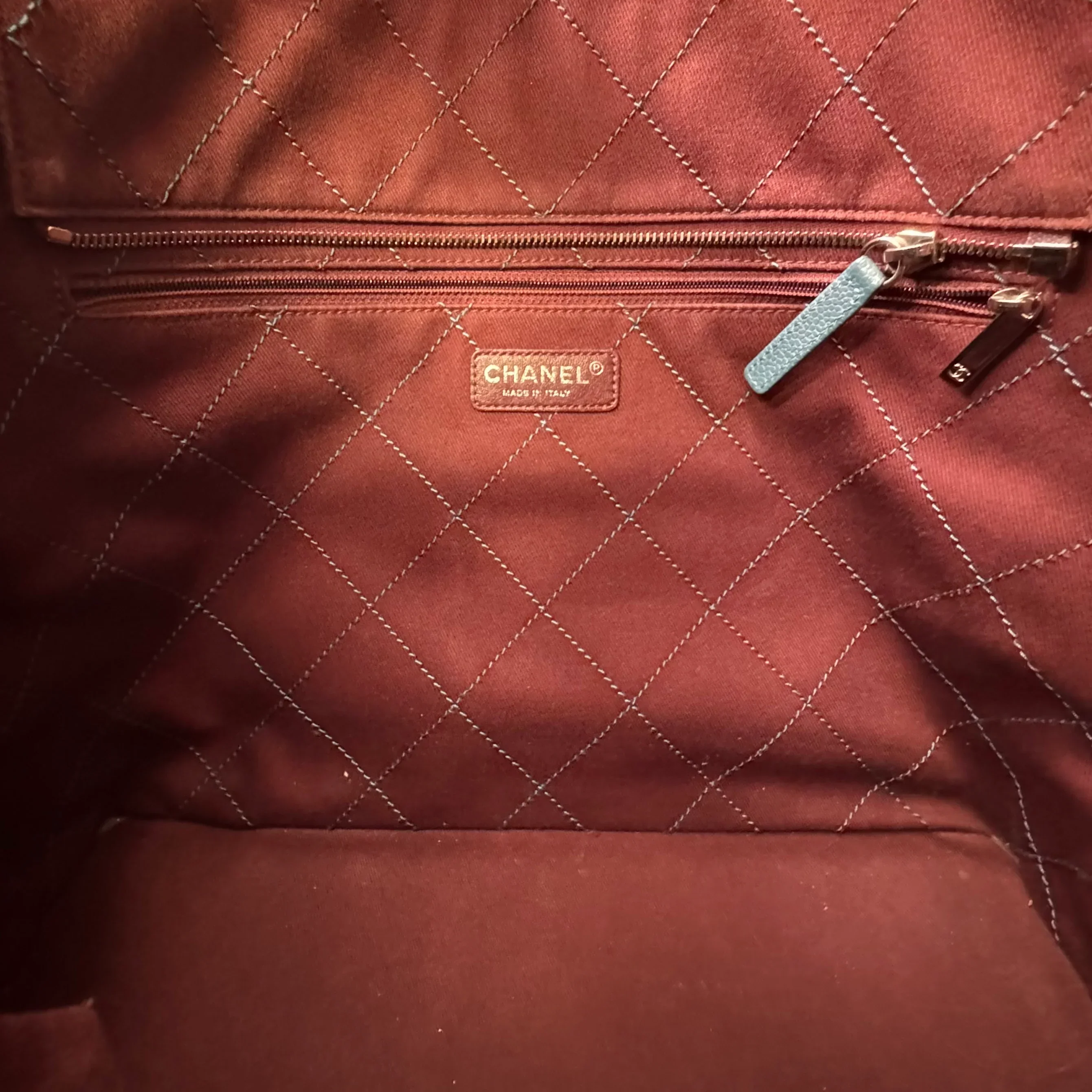Chanel Everyday Grained Calfskin Quilted Bag Teal Blue - Image 6
