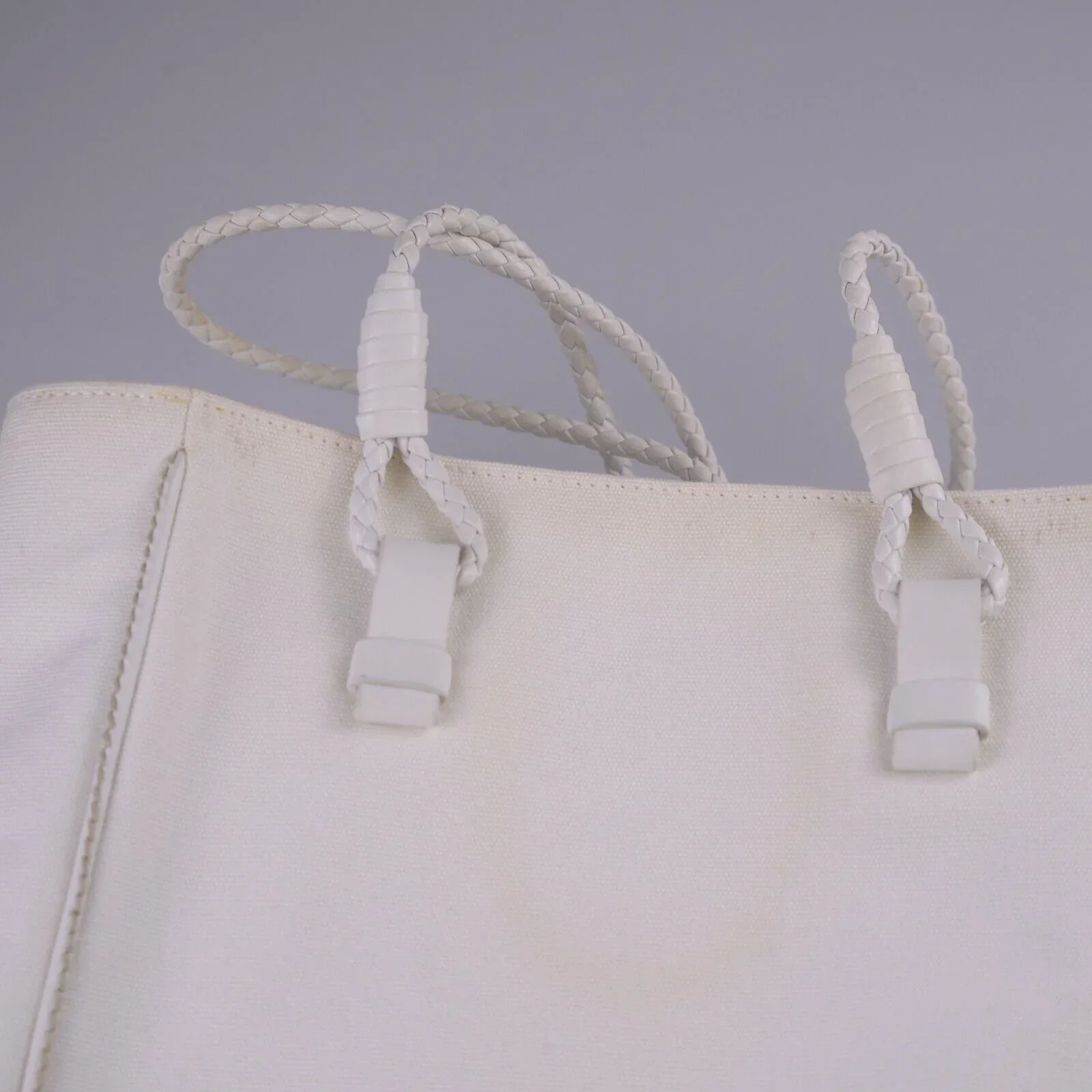 Bottega Veneta Canvas Tote Bag White - Image 7