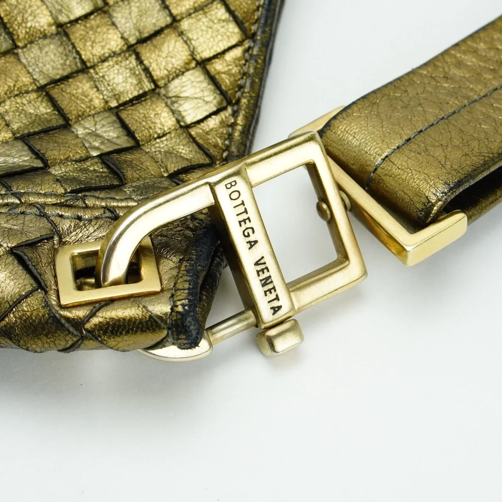 Bottega Veneta Intrecciato Leather Shoulder Bag Gold - Image 10