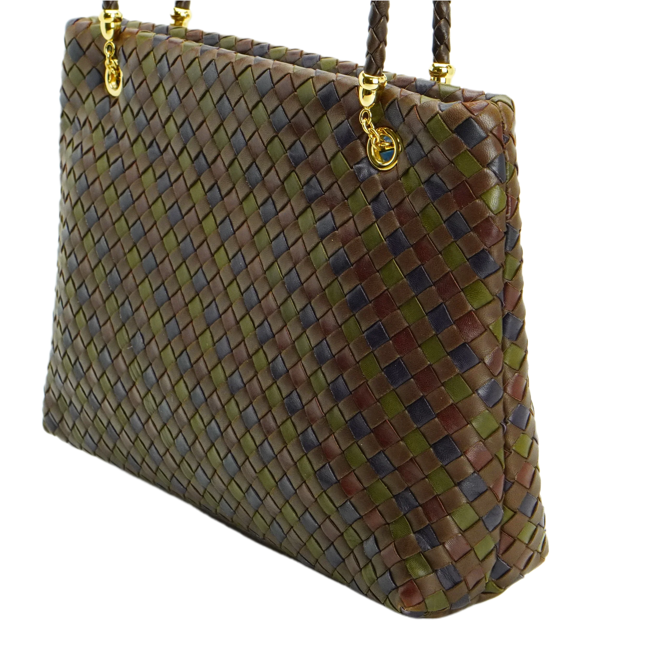 Bottega Veneta Multicoloured Khaki Leather Handbag - Image 4