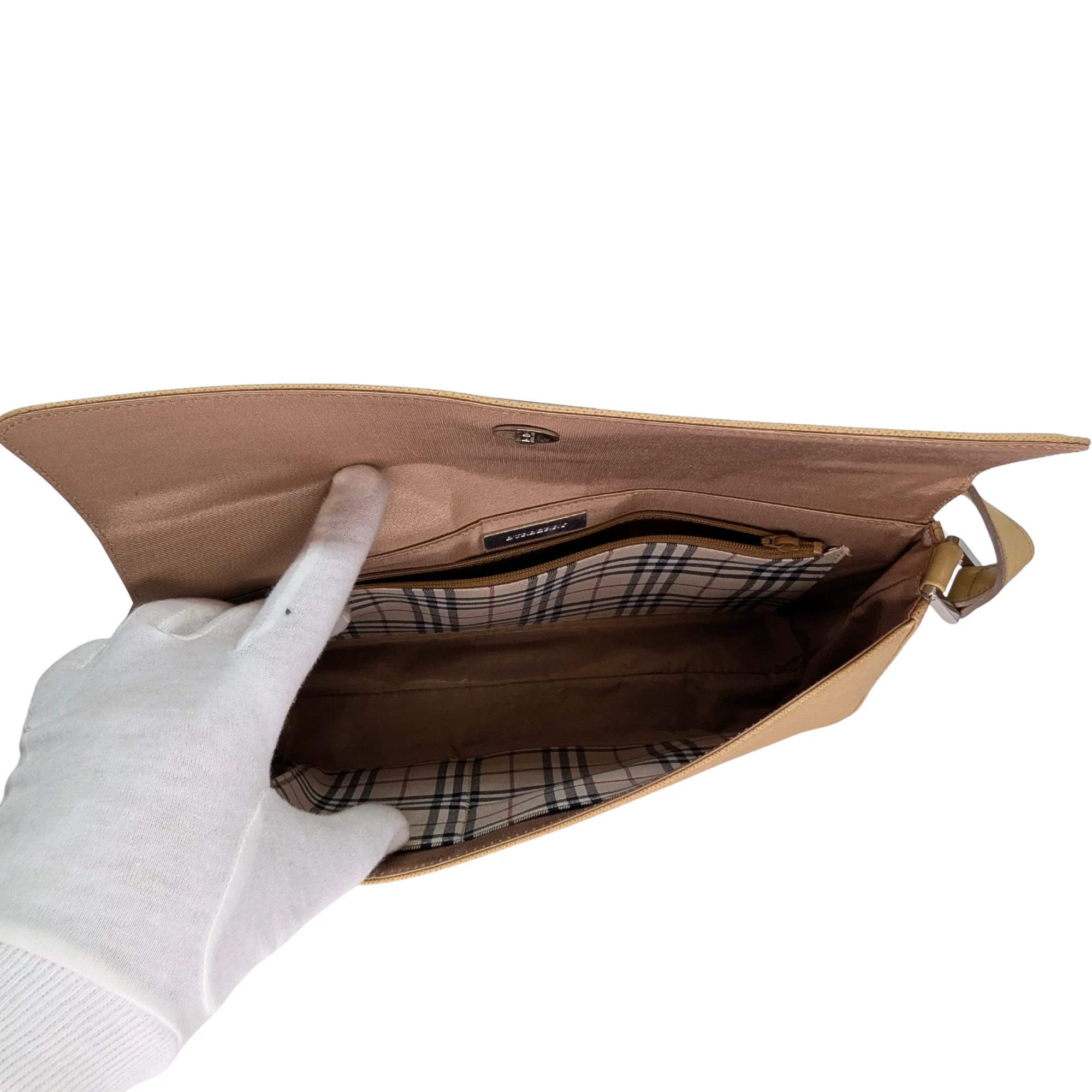 Burberry Leather Flap Shoulder Bag Beige - Image 18