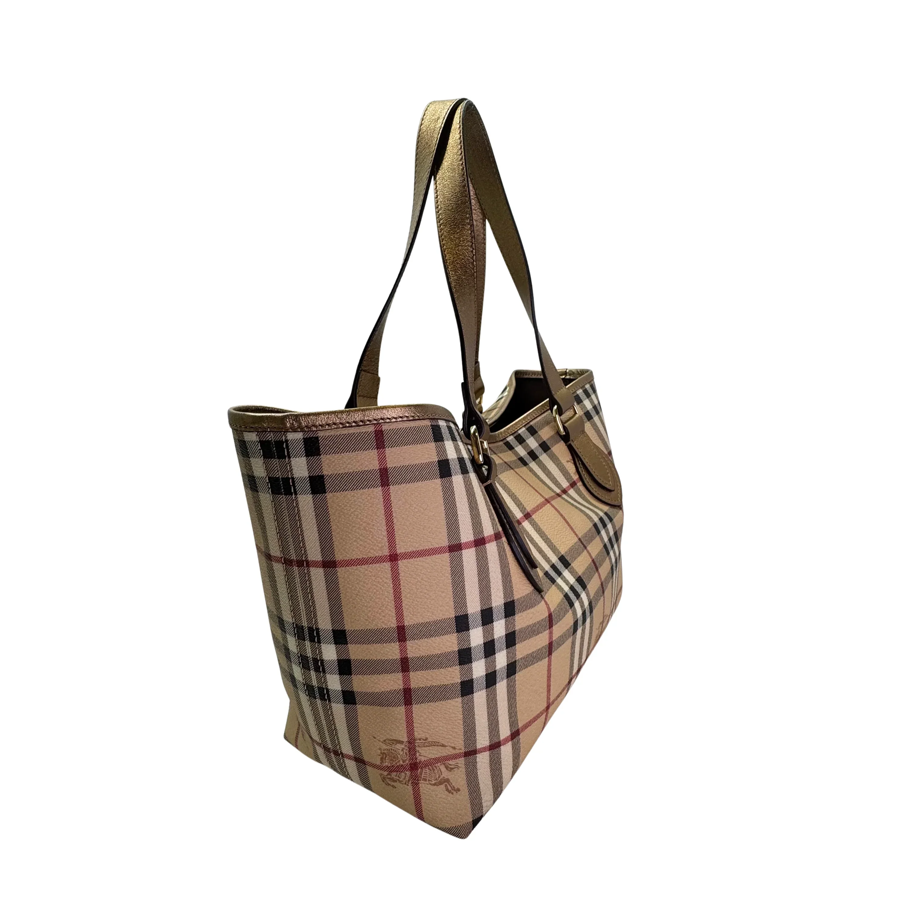 Burberry Medium Haymarket Tote Bag Beige - Image 3