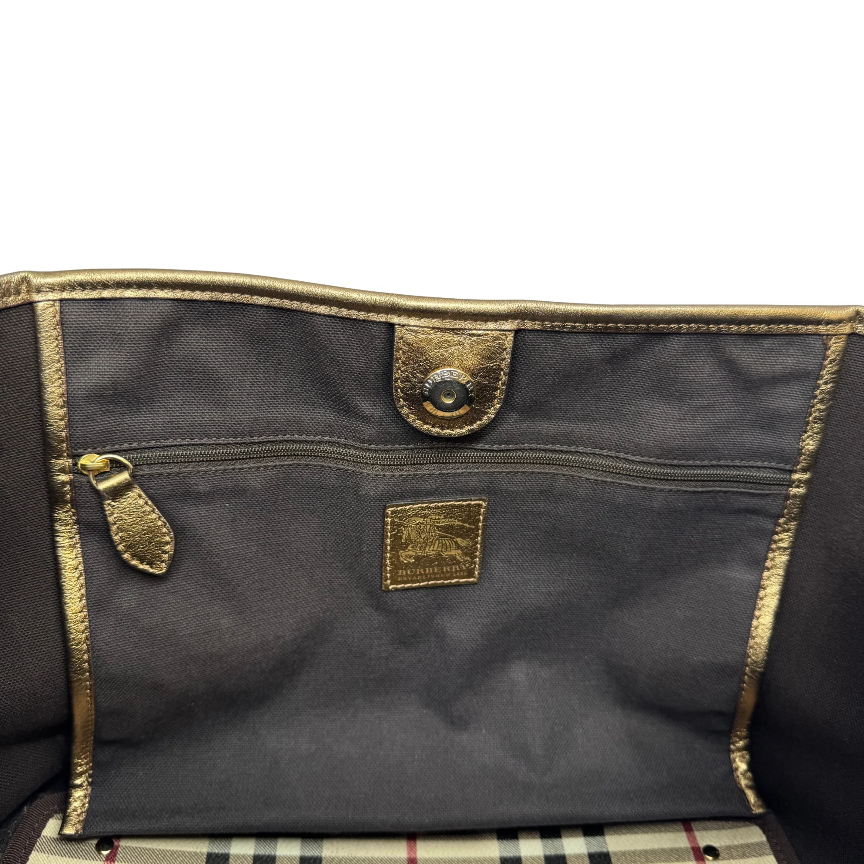 Burberry Medium Haymarket Tote Bag Beige - Image 6