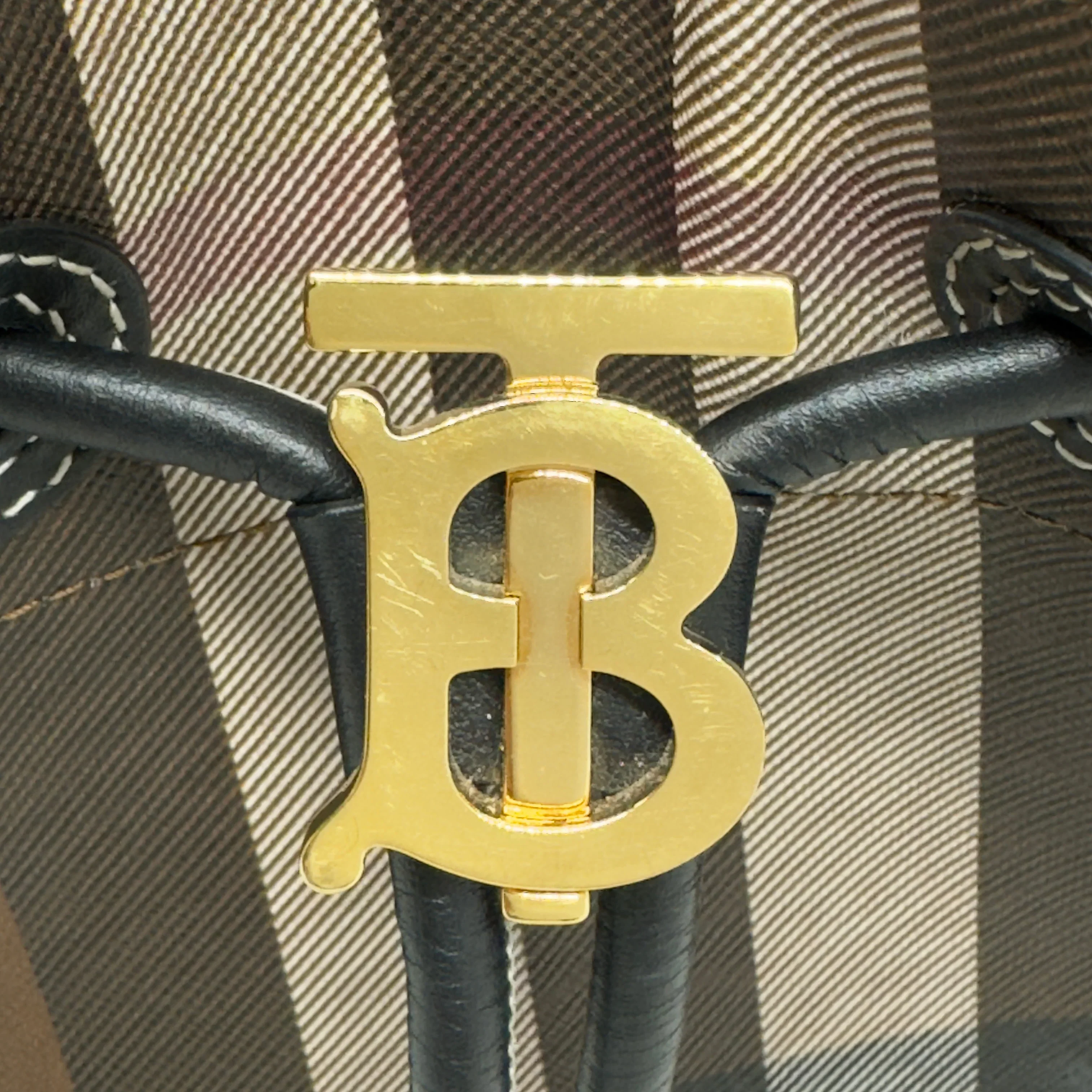Burberry TB Small Check Bucket Bag Brown - Image 9