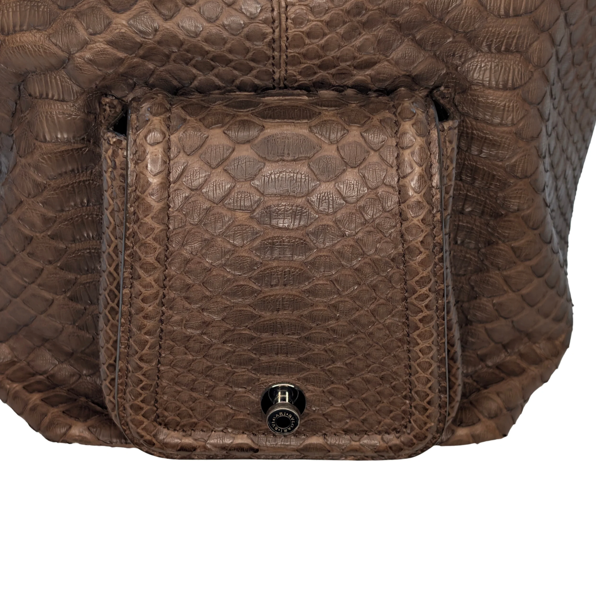 Bvlgari Limited Edition Brown Python Leather Chain Shoulder Bag - Image 11