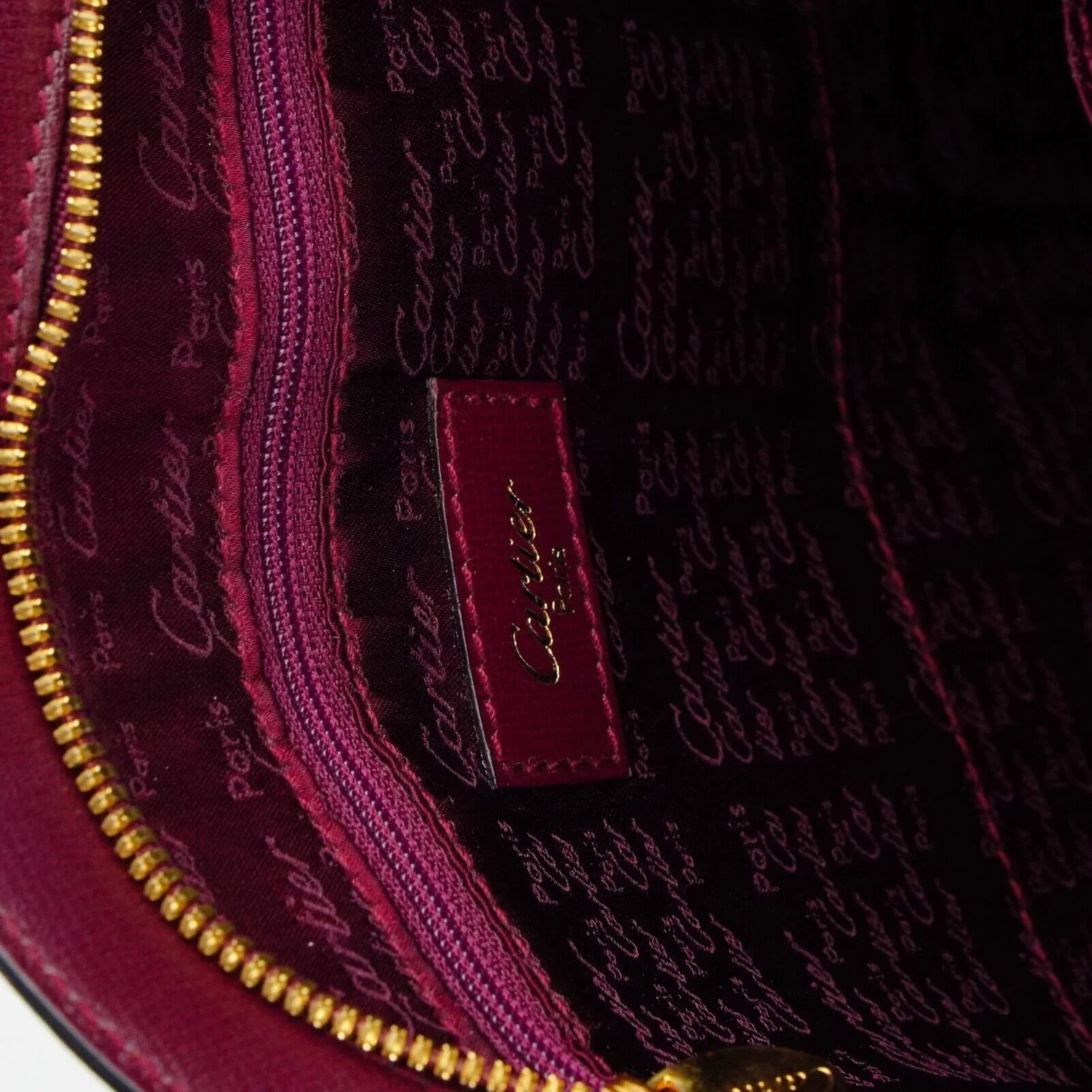 Cartier Leather Rounder Handbag Burgundy - Image 13