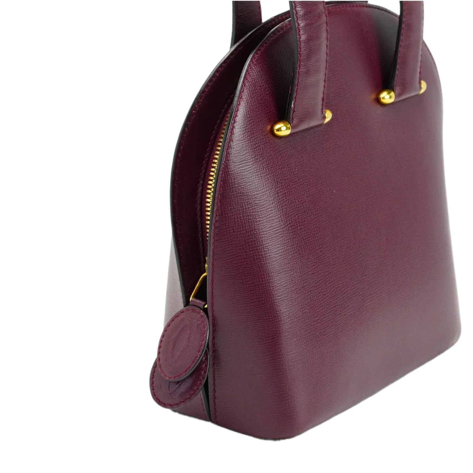 Cartier Leather Rounder Handbag Burgundy - Image 4