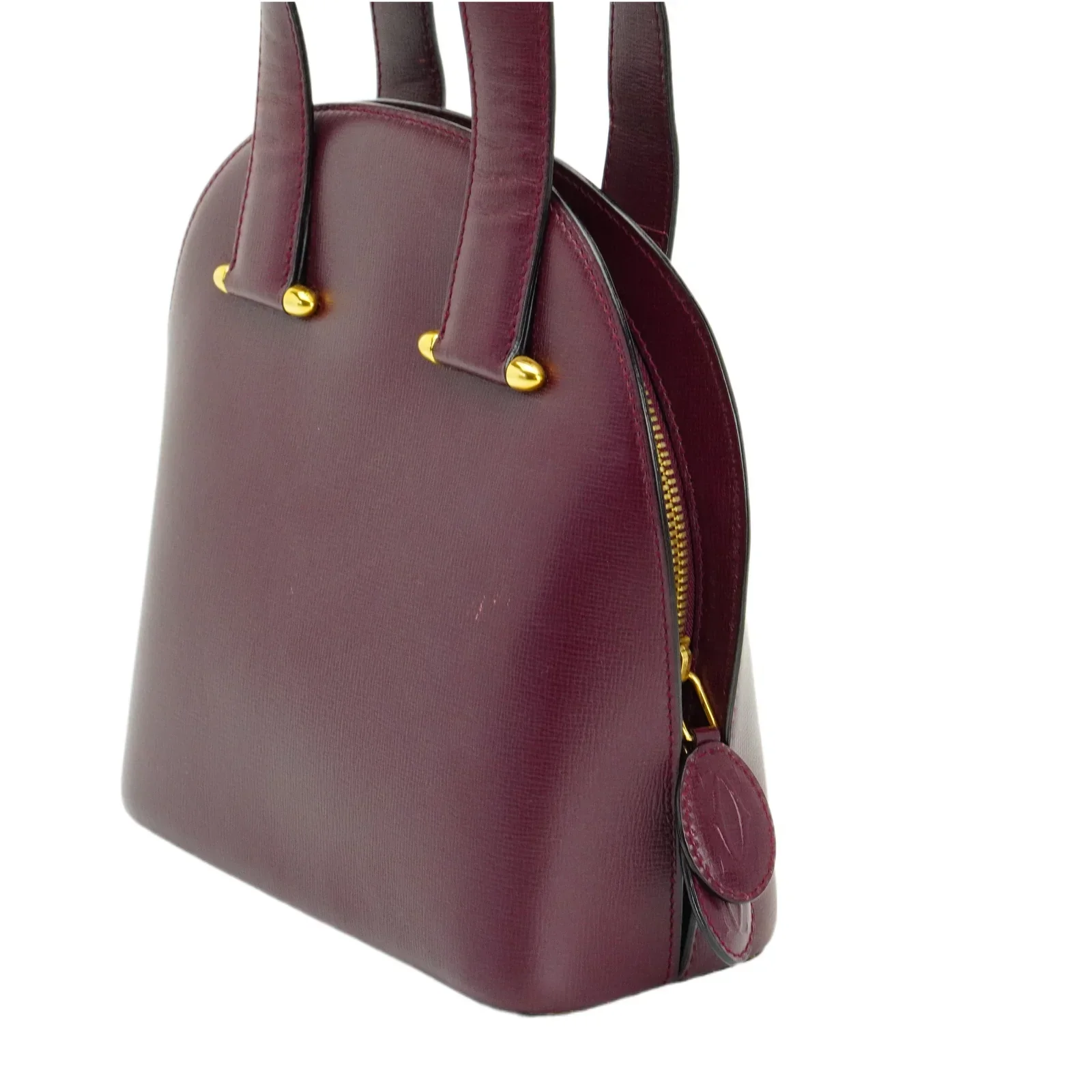 Cartier Leather Rounder Handbag Burgundy - Image 6