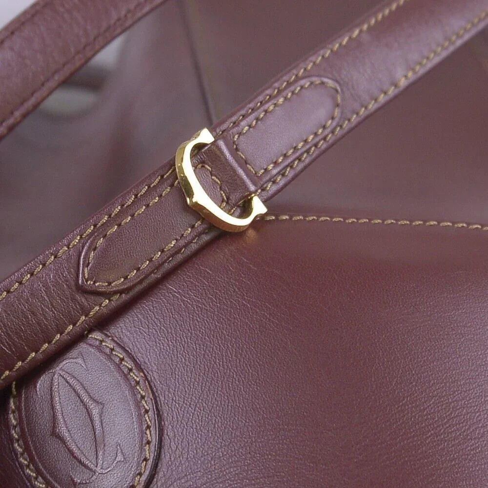 Cartier Must de Leather Bucket Bag Burgandy - Image 8