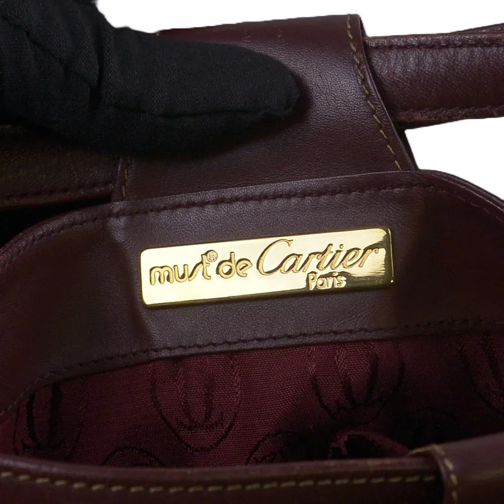 Cartier Must de Leather Bucket Bag Burgandy - Image 9