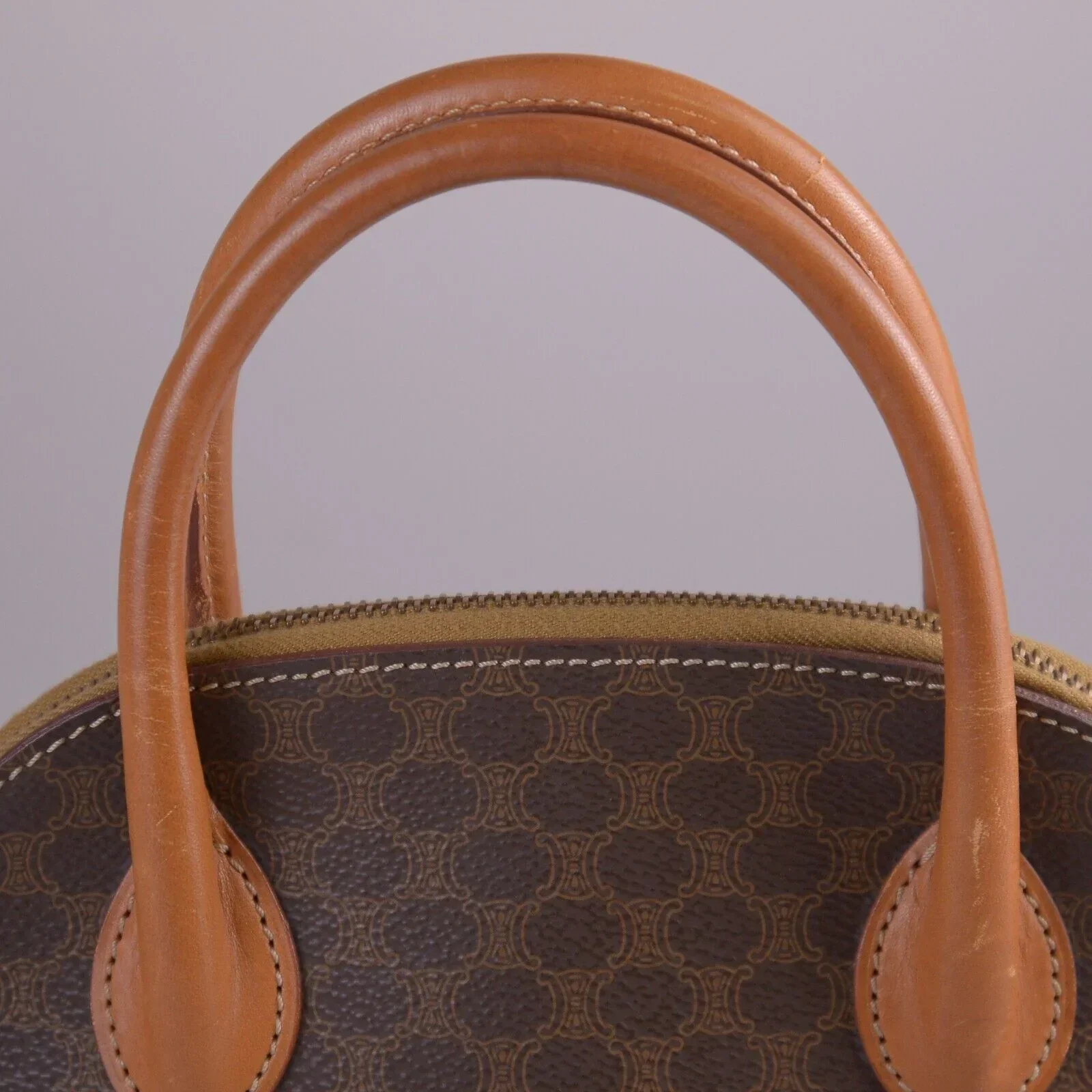 Celine Macadam Monogram Mini Leather Bag Brown - Image 8