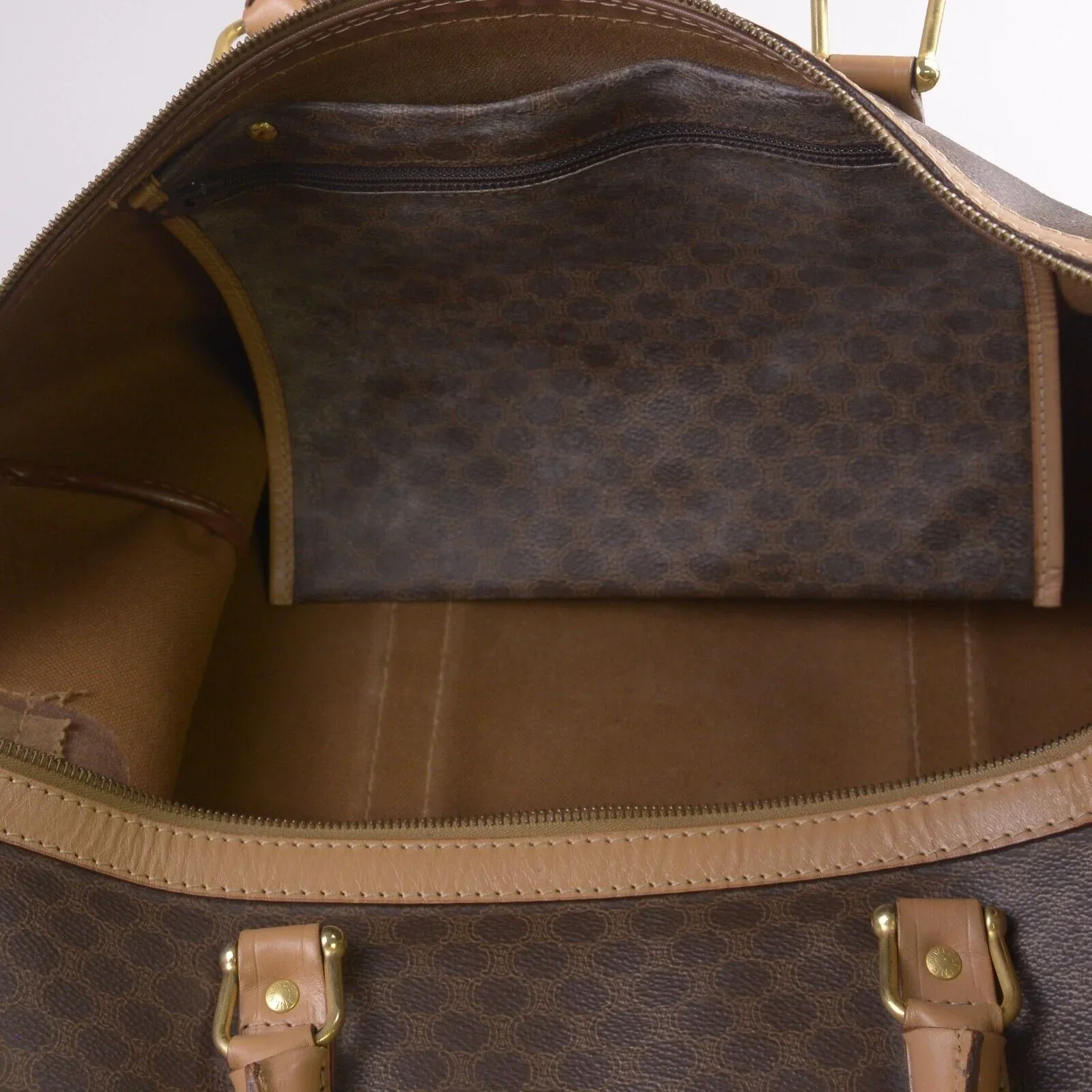 Celine Macadam Travel Boston Bag Brown - Image 11