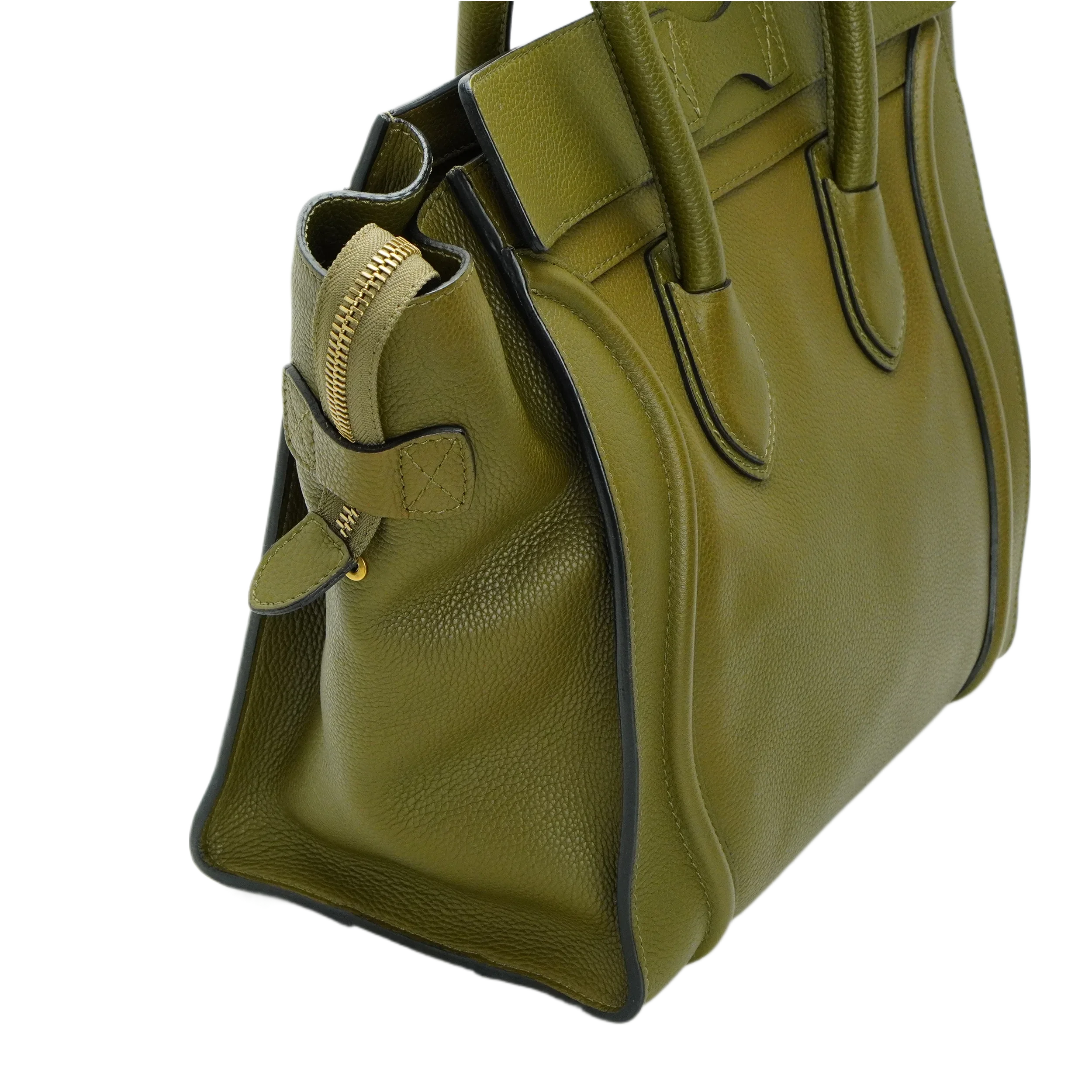 Celine Olive Green Calfskin Mini Luggage Handbag - Image 4