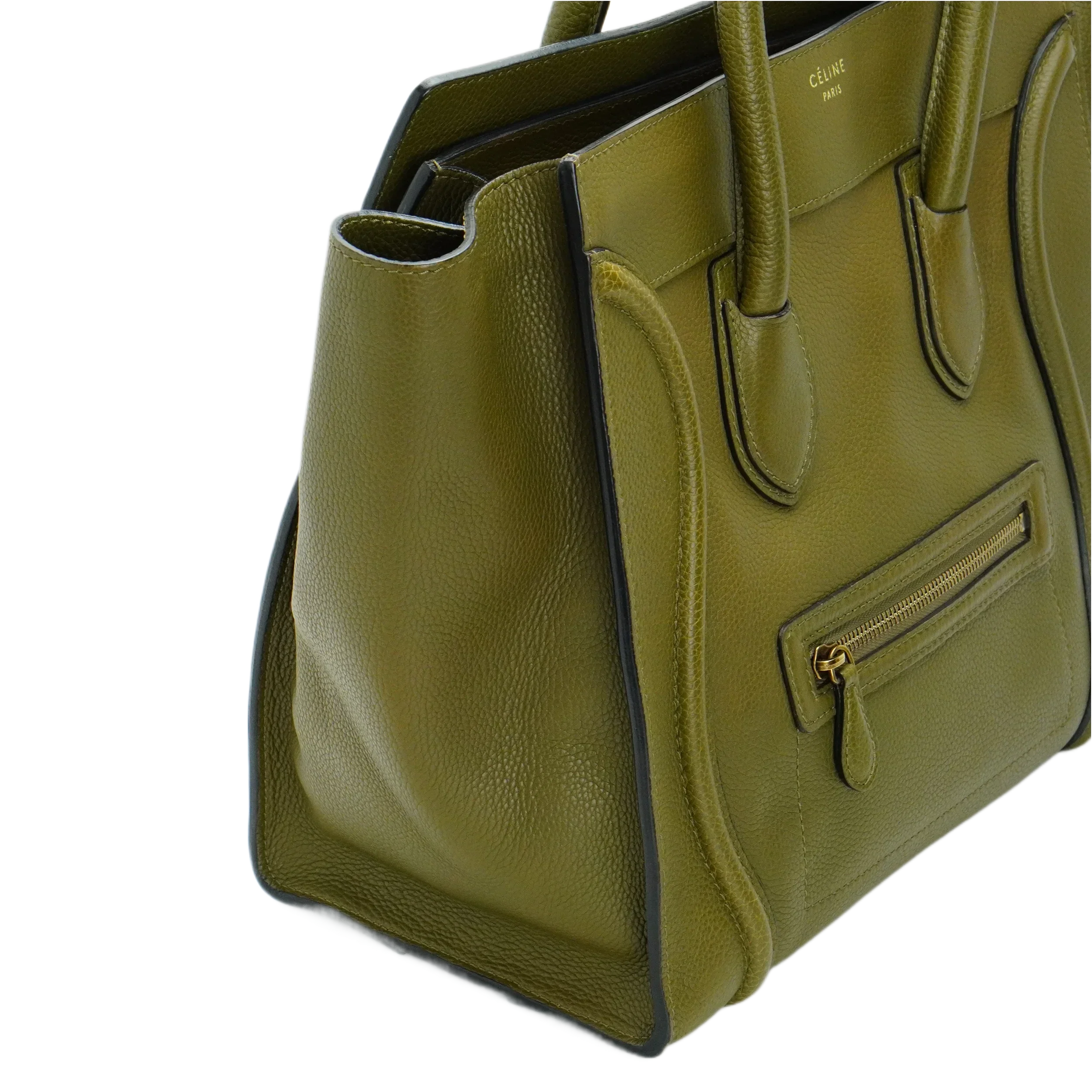 Celine Olive Green Calfskin Mini Luggage Handbag - Image 6