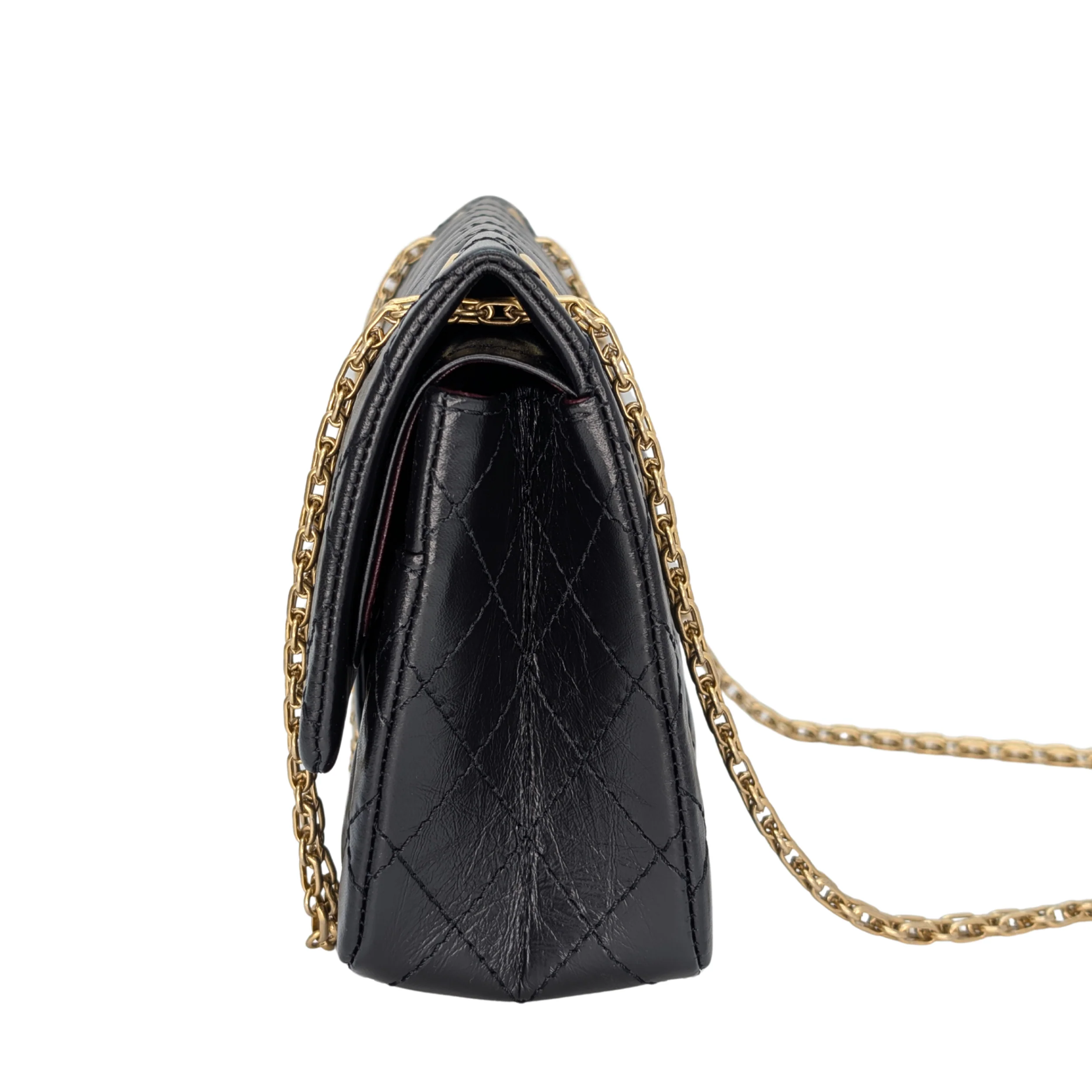 Chanel Black Distressed Calfskin 2.55 Reissue 225 Bag Black - Image 3