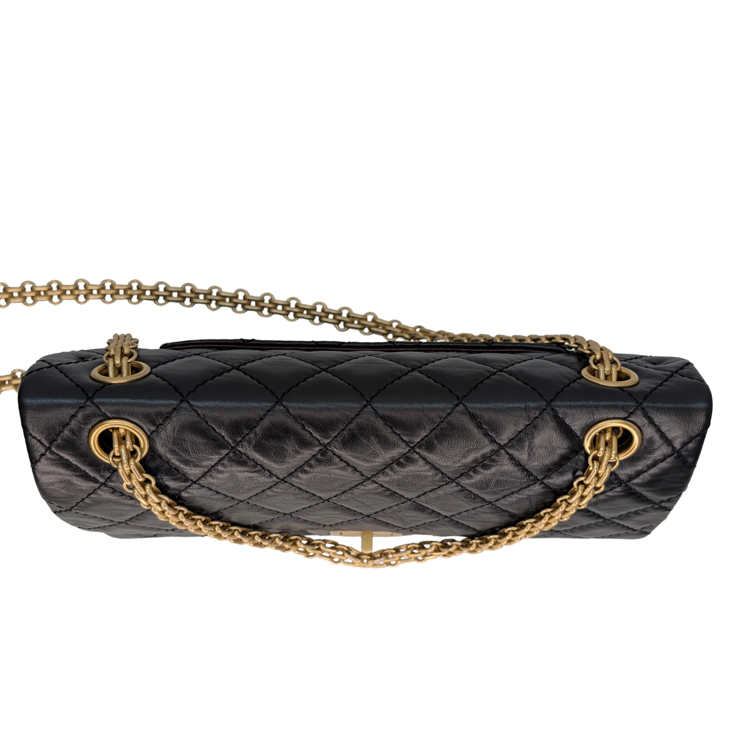 Chanel Black Distressed Calfskin 2.55 Reissue 225 Bag Black - Image 6