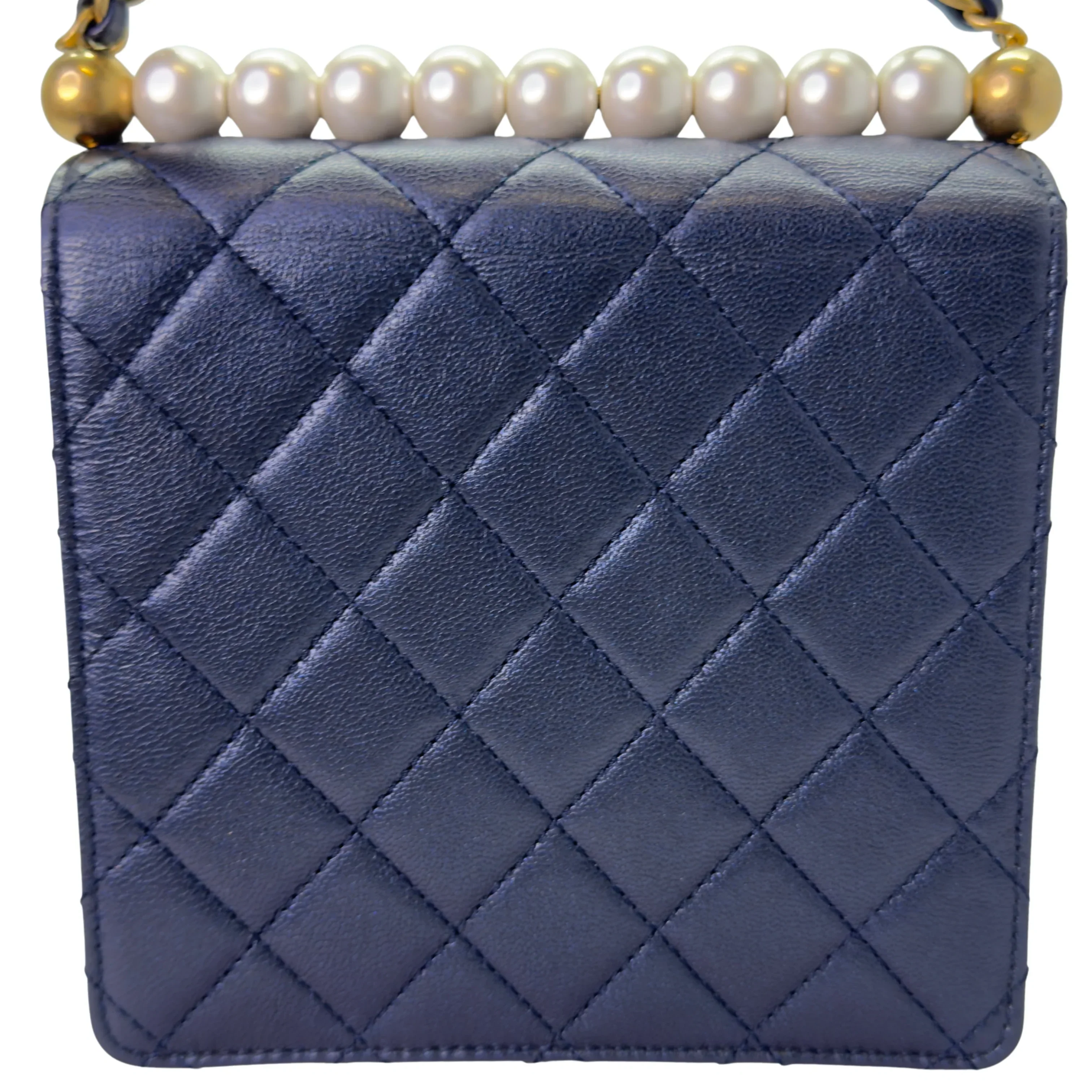 Chanel Iridescent Chic Pearls Lambskin Crossbody Bag Navy Blue - Image 4