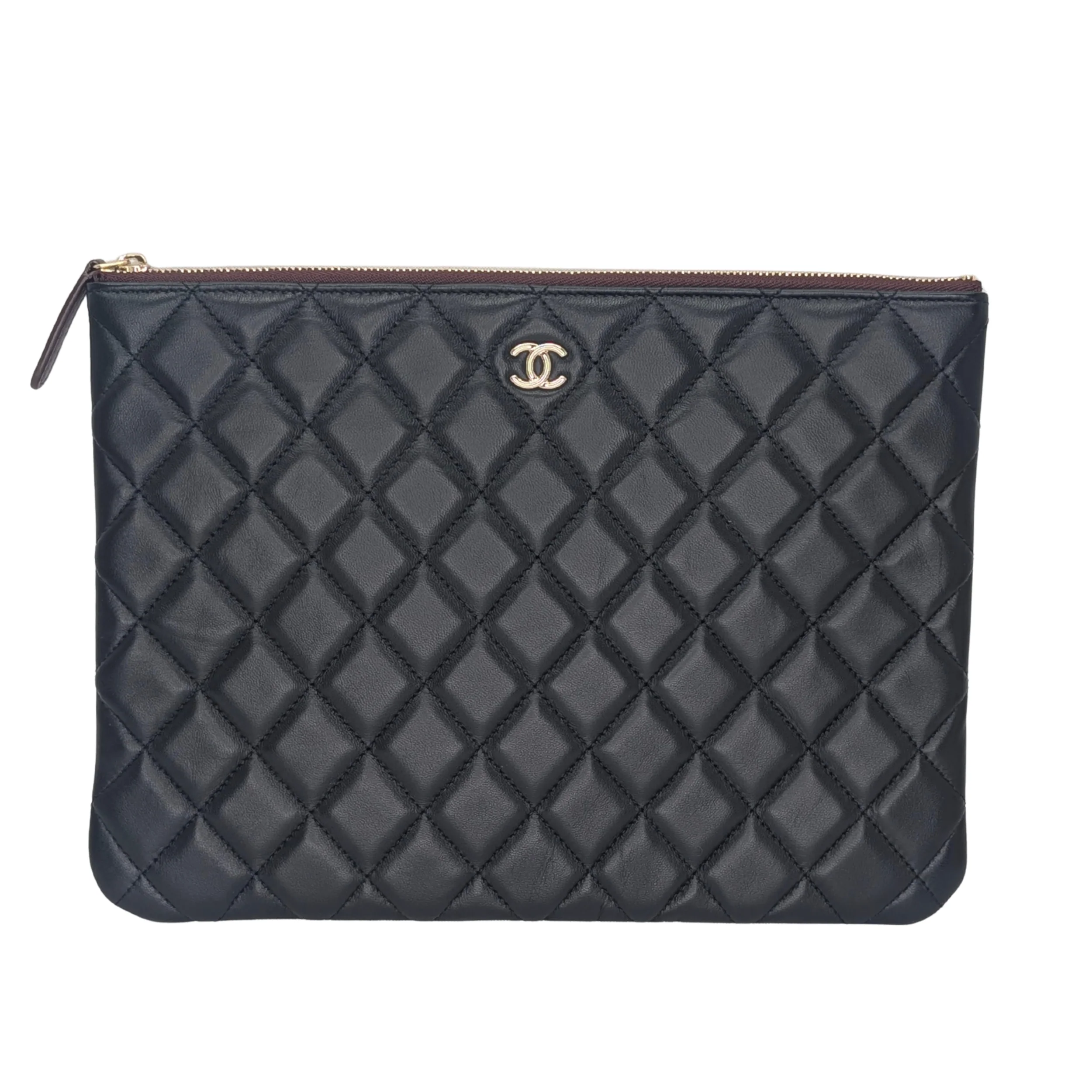 Chanel Medium O case Pouch Clutch Lambskin Black