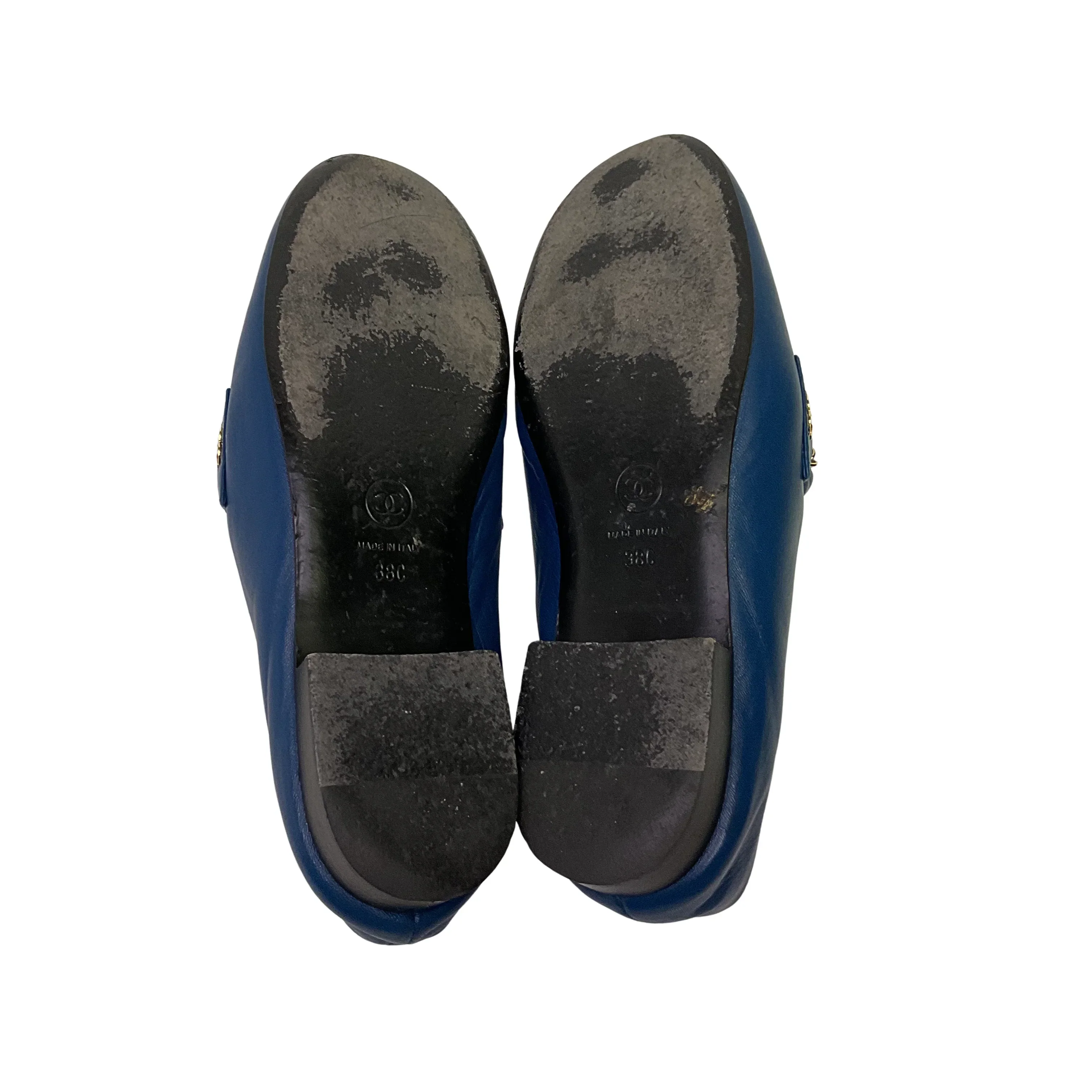 Chanel Braided Interlocking CC Loafers Blue Flats Size 38 - Image 8