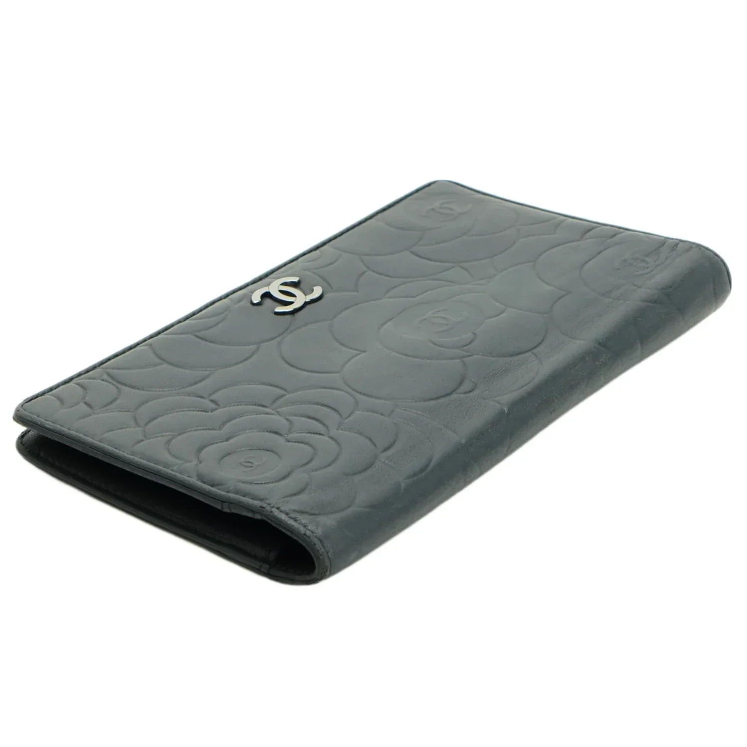 Chanel Camellia Mark Long Wallet Grey - Image 5