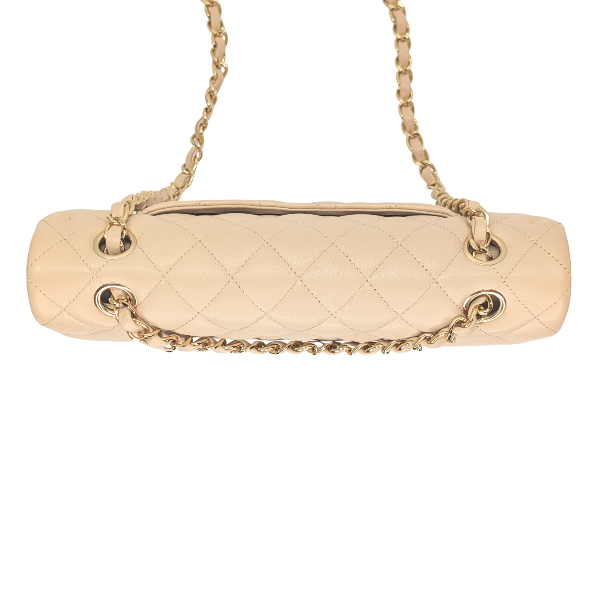 Chanel Double Flap Medium lambskin Bag Beige - Image 13
