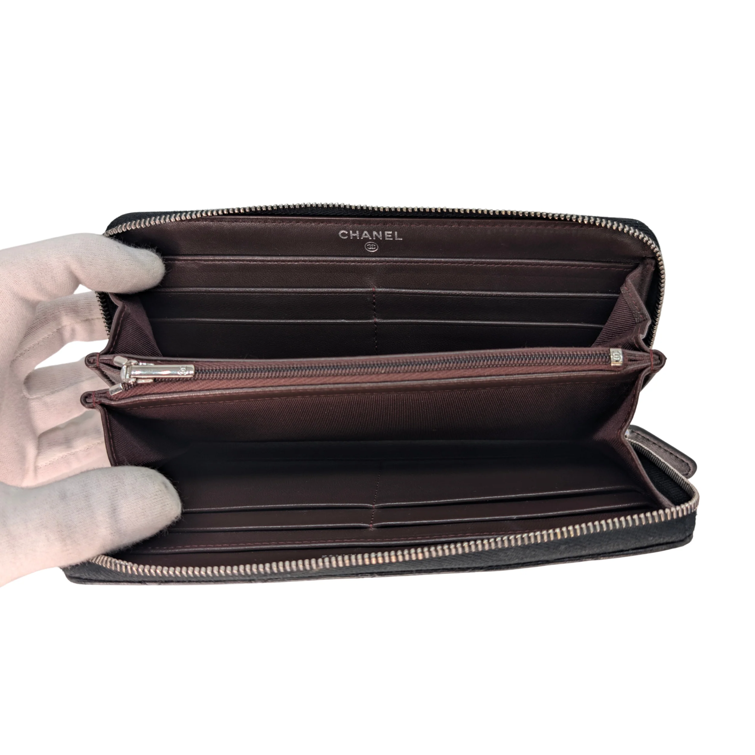 Chanel Lambskin Quilted Large Gusset Zip Around Wallet Black - Image 18