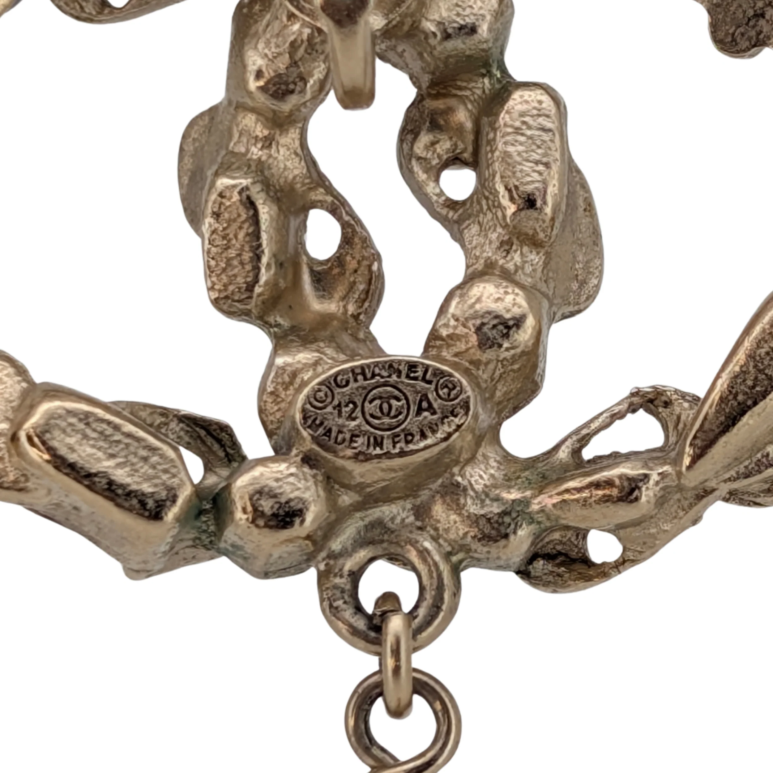 Chanel Large CC Drop Earrings with Faux Pearl Gold Tone - Image 3