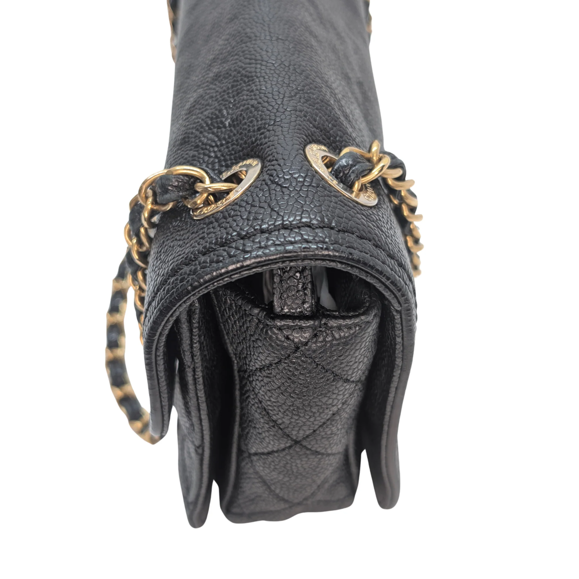 Chanel Mademoiselle 2.55 Cavier Leather Lock Flap Bag Black - Image 10