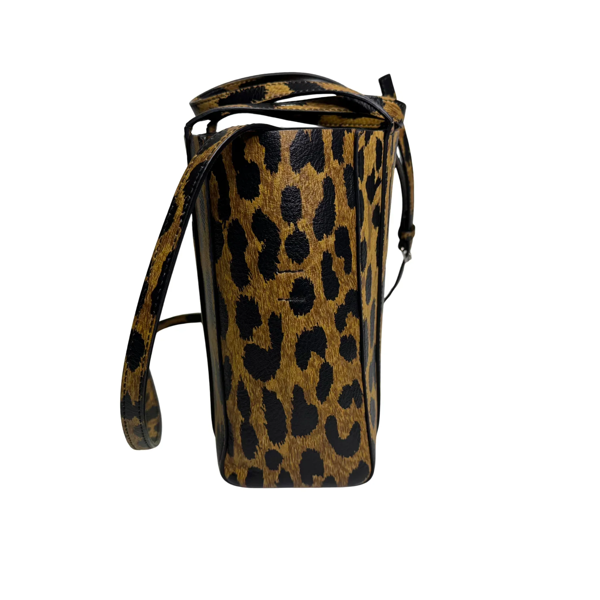 Balenciaga Calfskin Printed Leopard XXS Everyday Tote Bag w Strap - Image 4