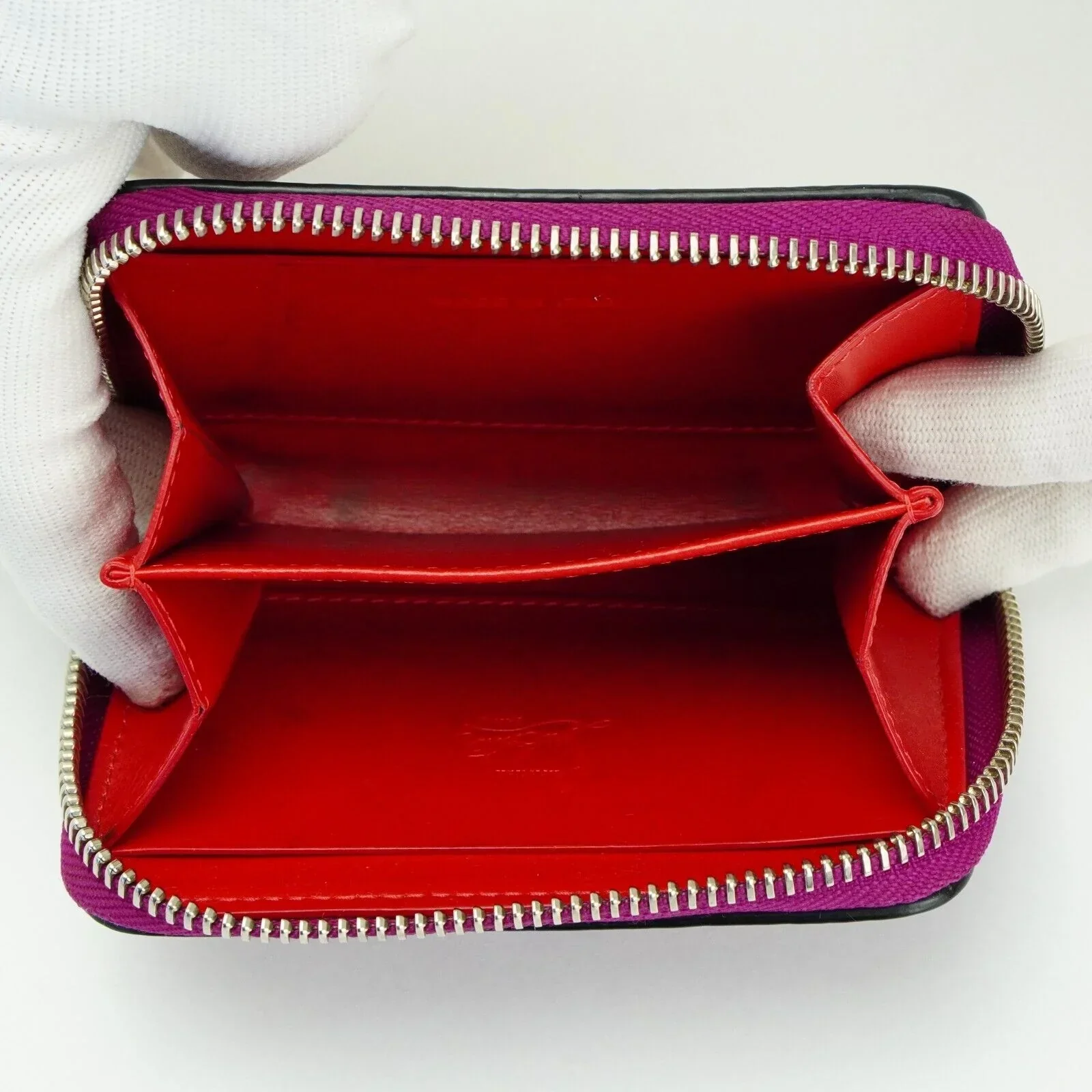 Christian Louboutin Studded Small Zipper Wallet Fuchsia - Image 10