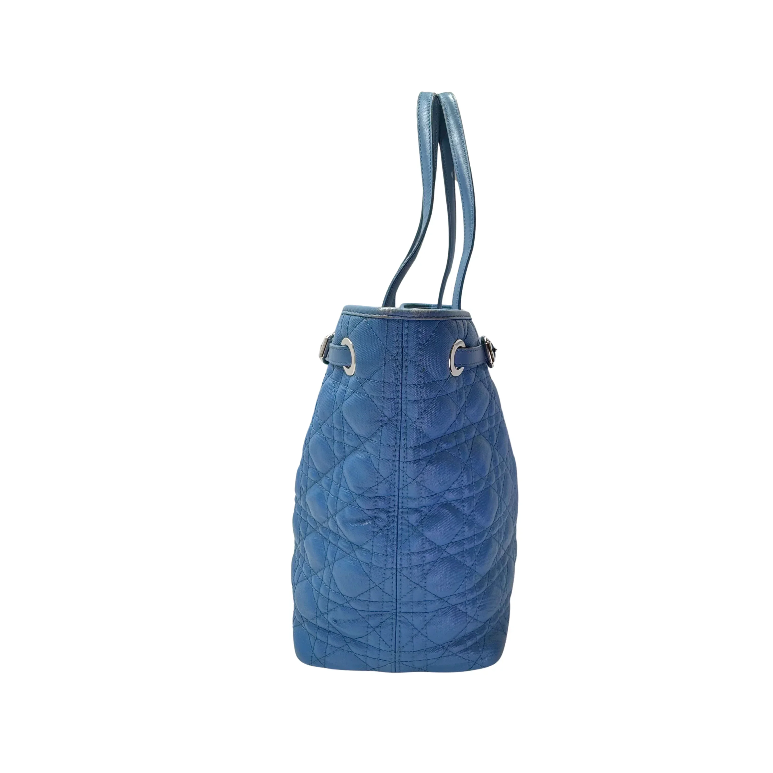 Dior Cannage Medium Panarea Tote Canvas Cobalt Blue - Image 4