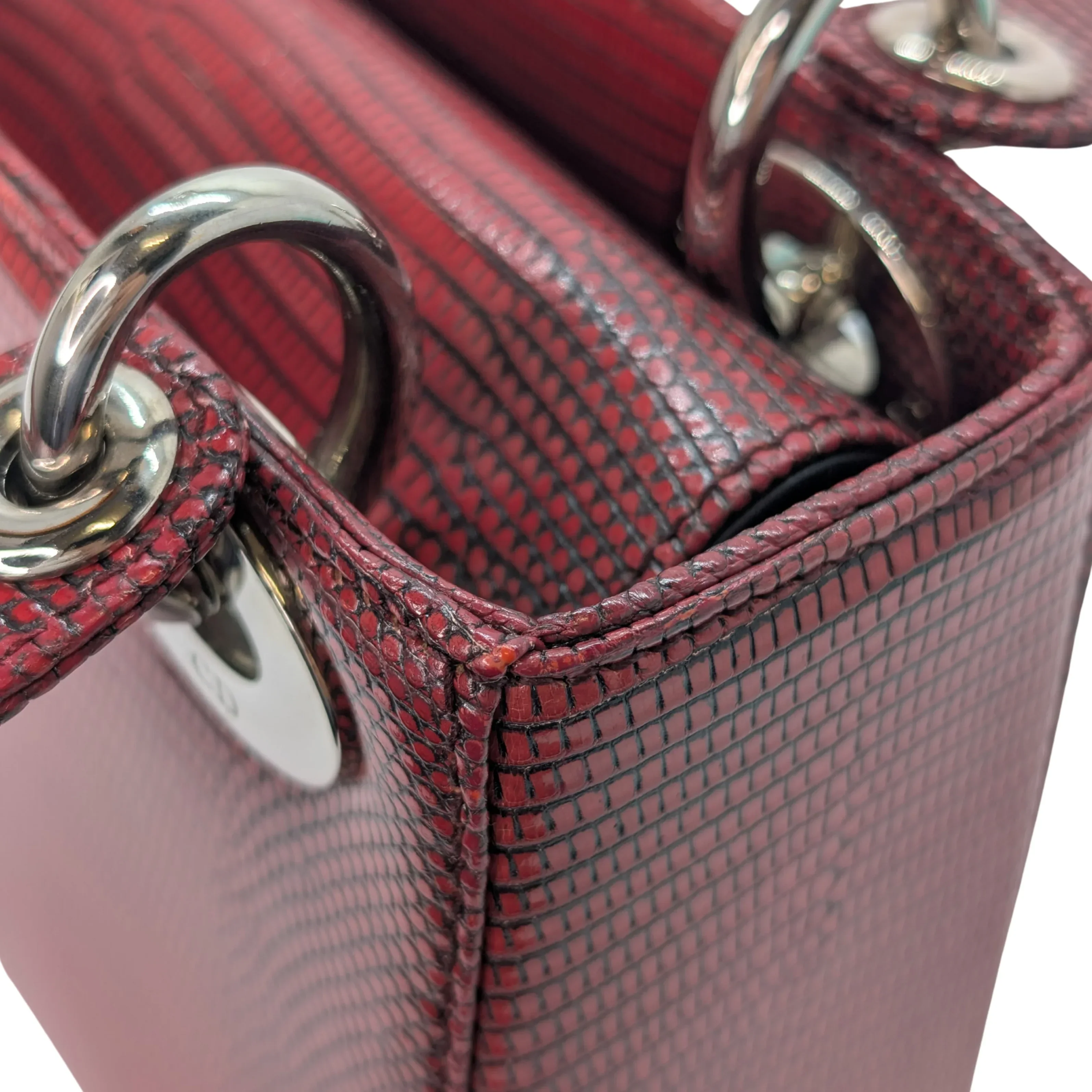 Christian Dior Mini Lady Dior Lizard Burgundy - Image 15