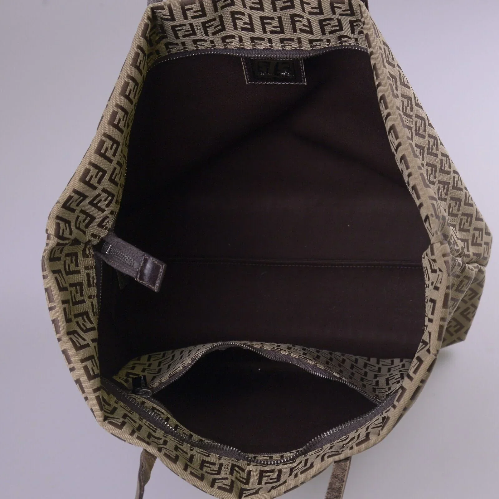 Fendi Canvas Zucca Brown Monogram Tote Bag - Image 8