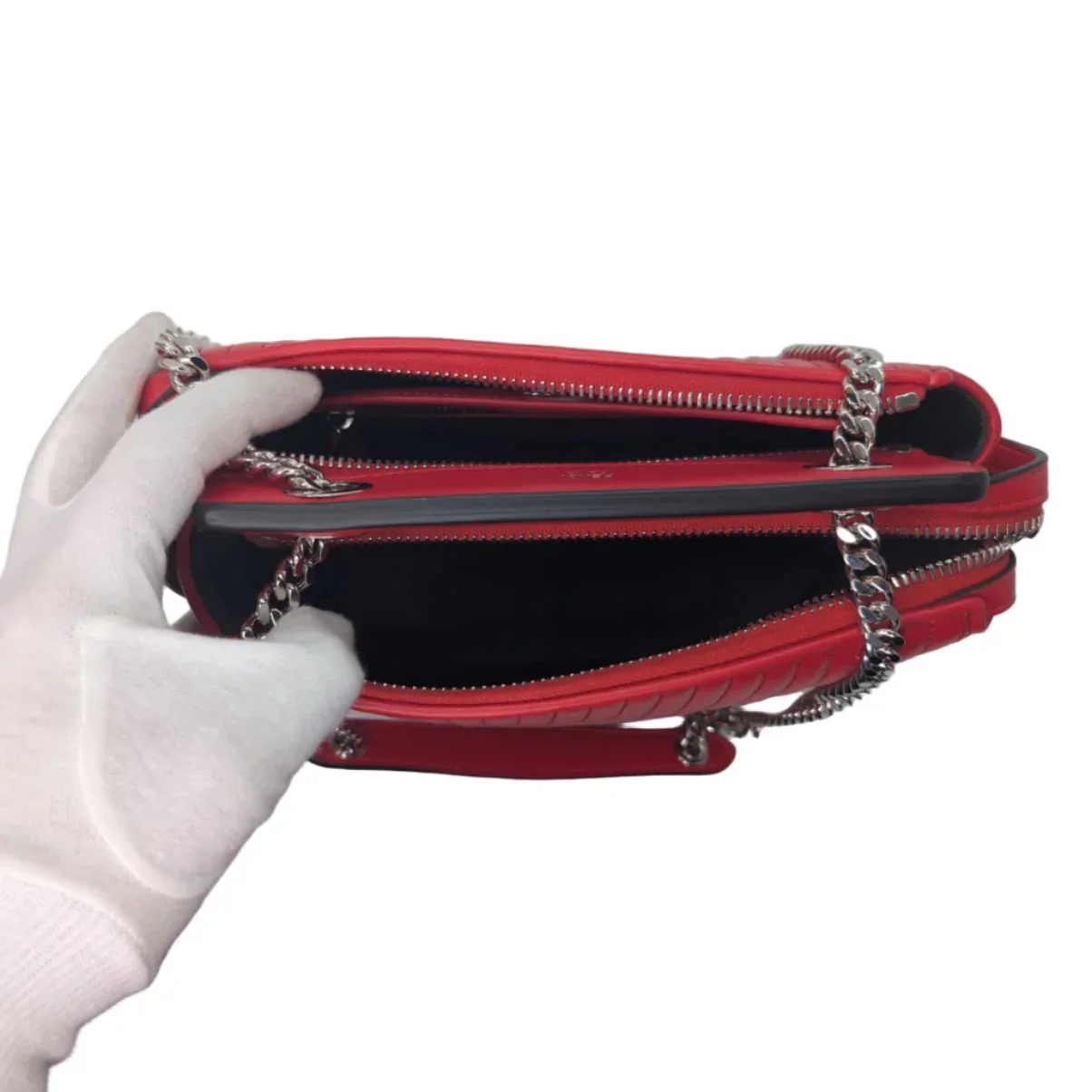 Fendi Dotcom Quilted Crossbody Bag Leather Red - Image 11