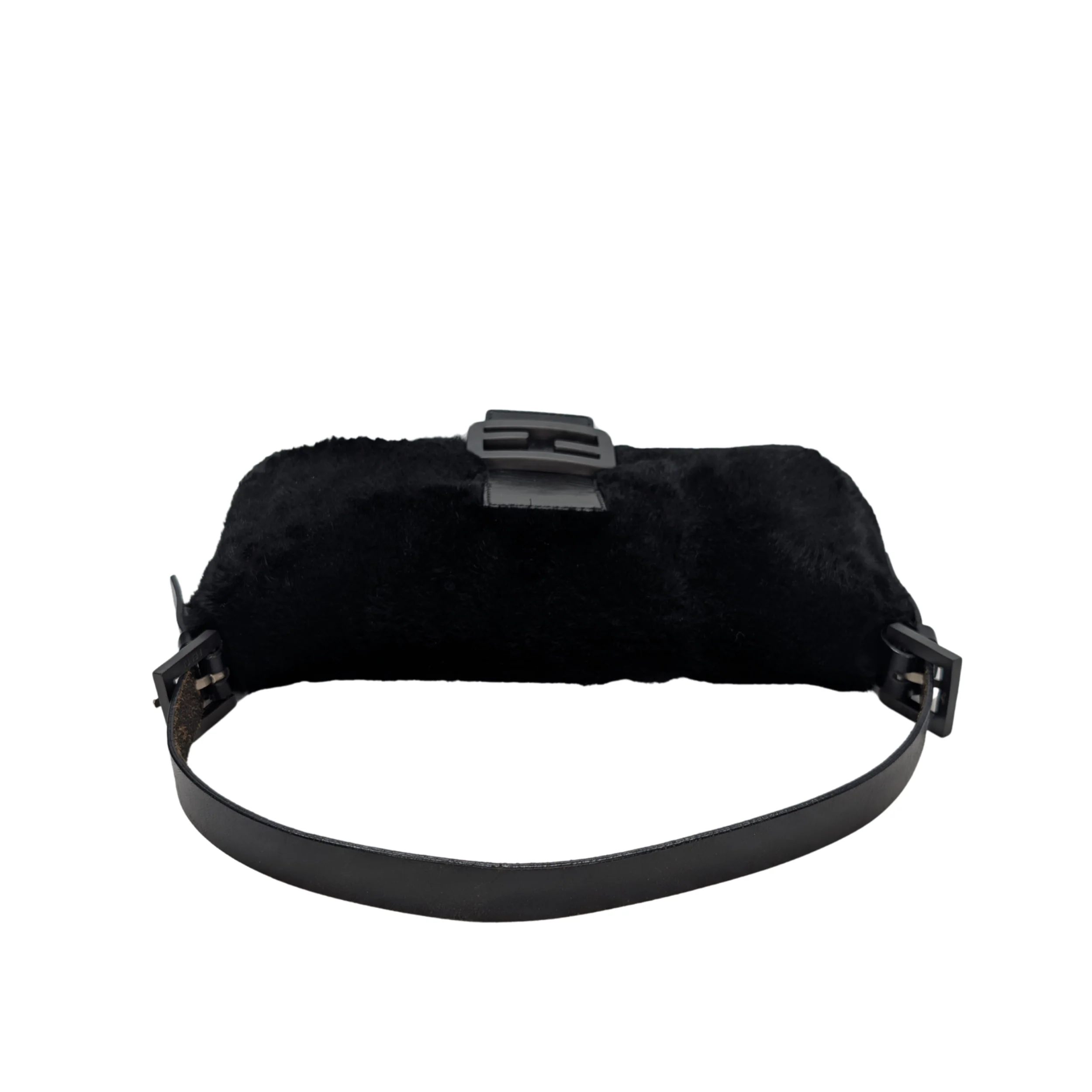 Fendi Rabbit Fur Baguette Handbag Black - Image 8