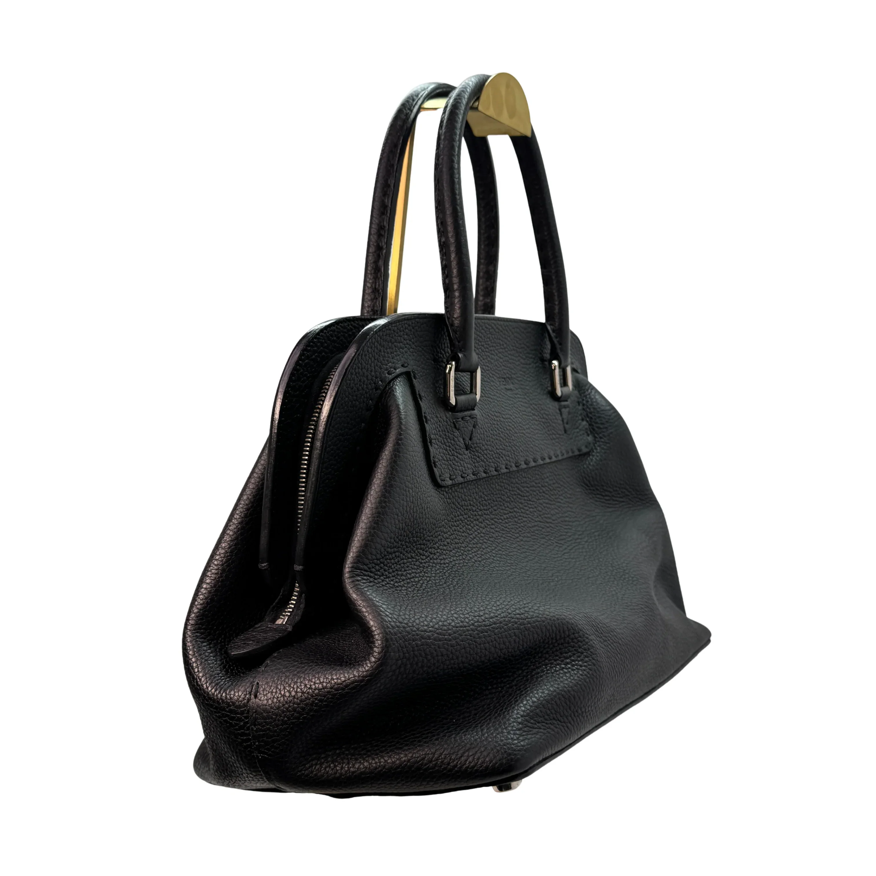 Fendi Cuoio Romano Selleria Adele 1328 Bag Black - Image 6