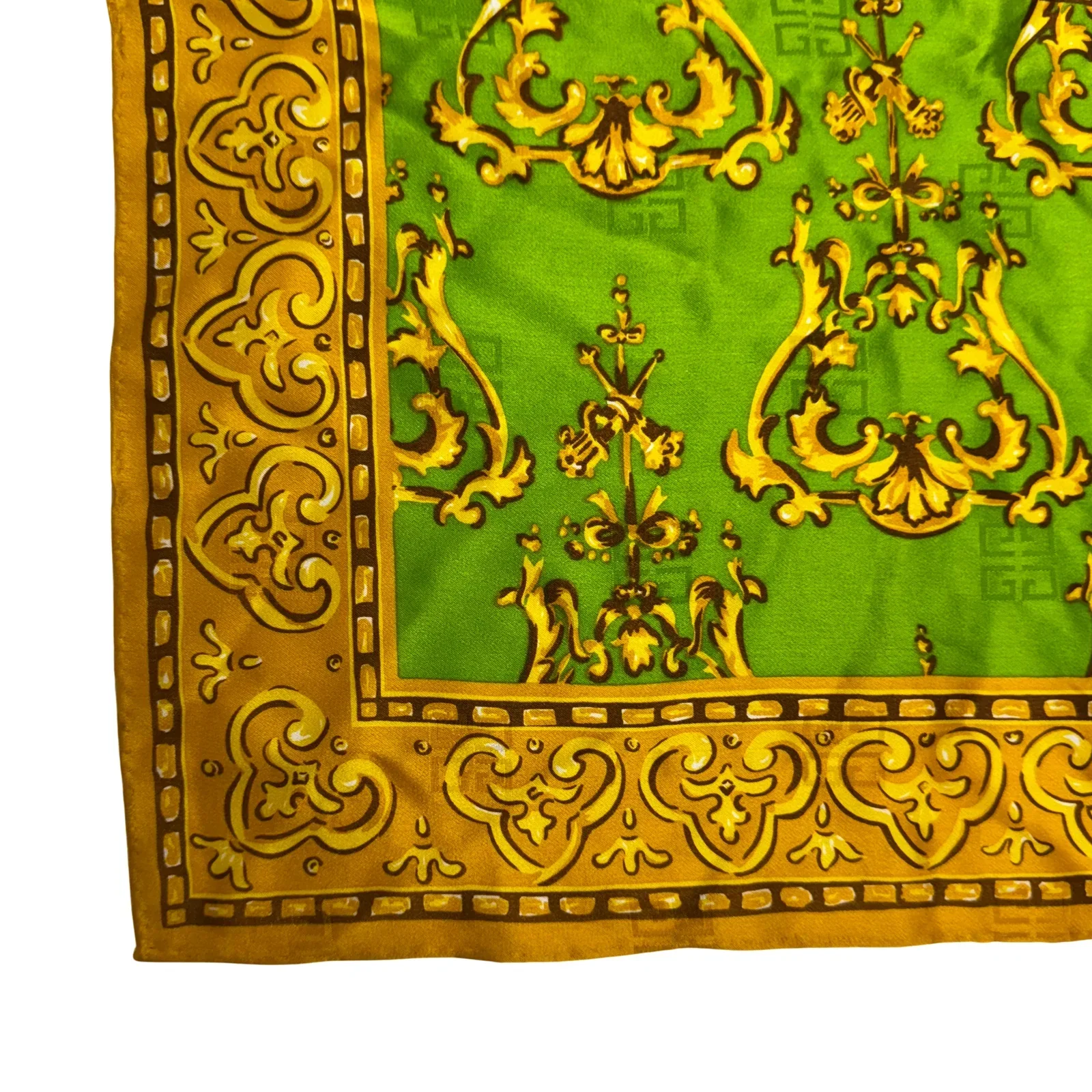Givenchy Silk Scarf Green & Yellow - Image 5