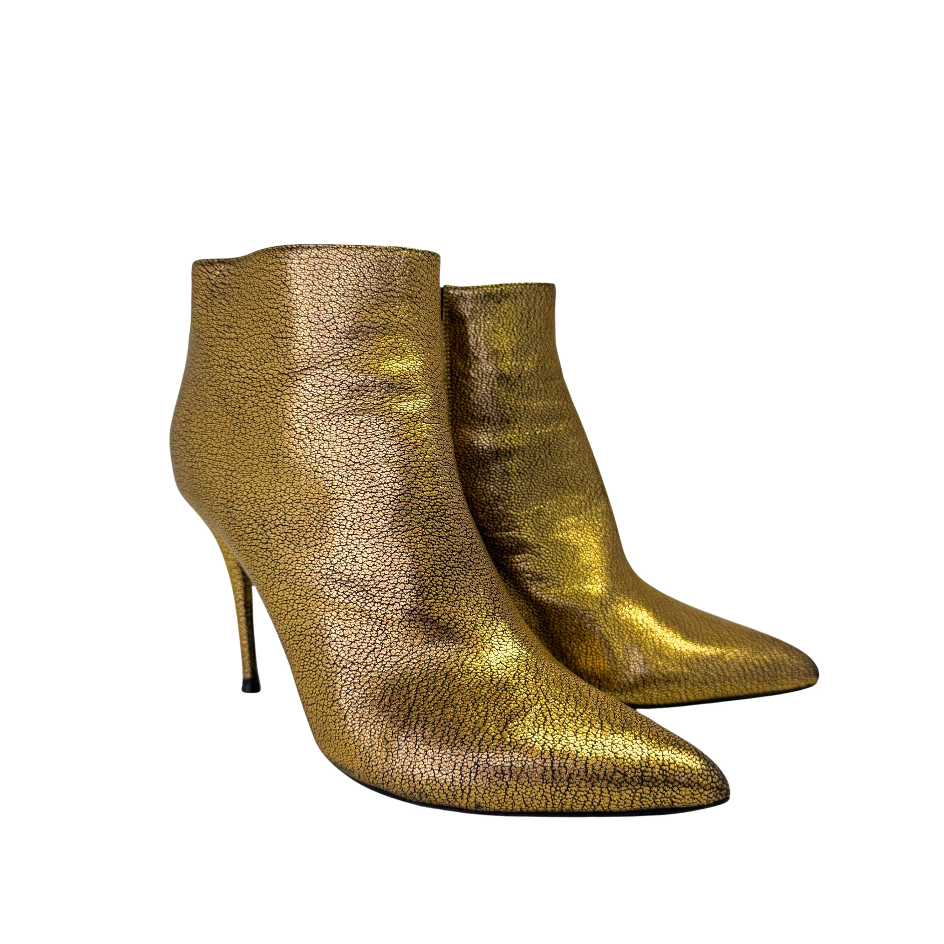 Alexander McQueen Metallic Gold Ankle Boots Booties size 39 - Image 3