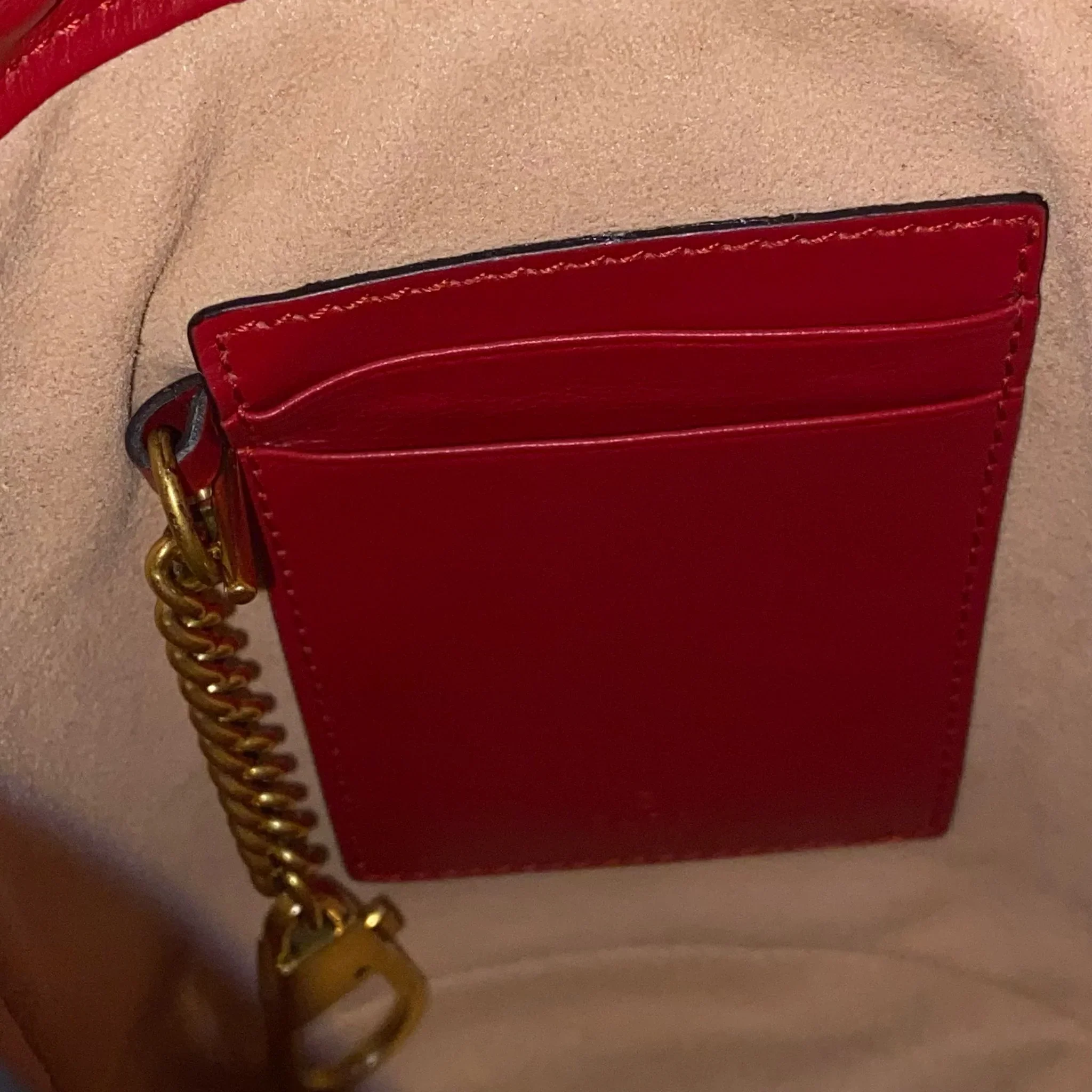Gucci Calfskin Matelassé Mini GG Marmont Bucket Bag – Hibiscus Red - Image 15