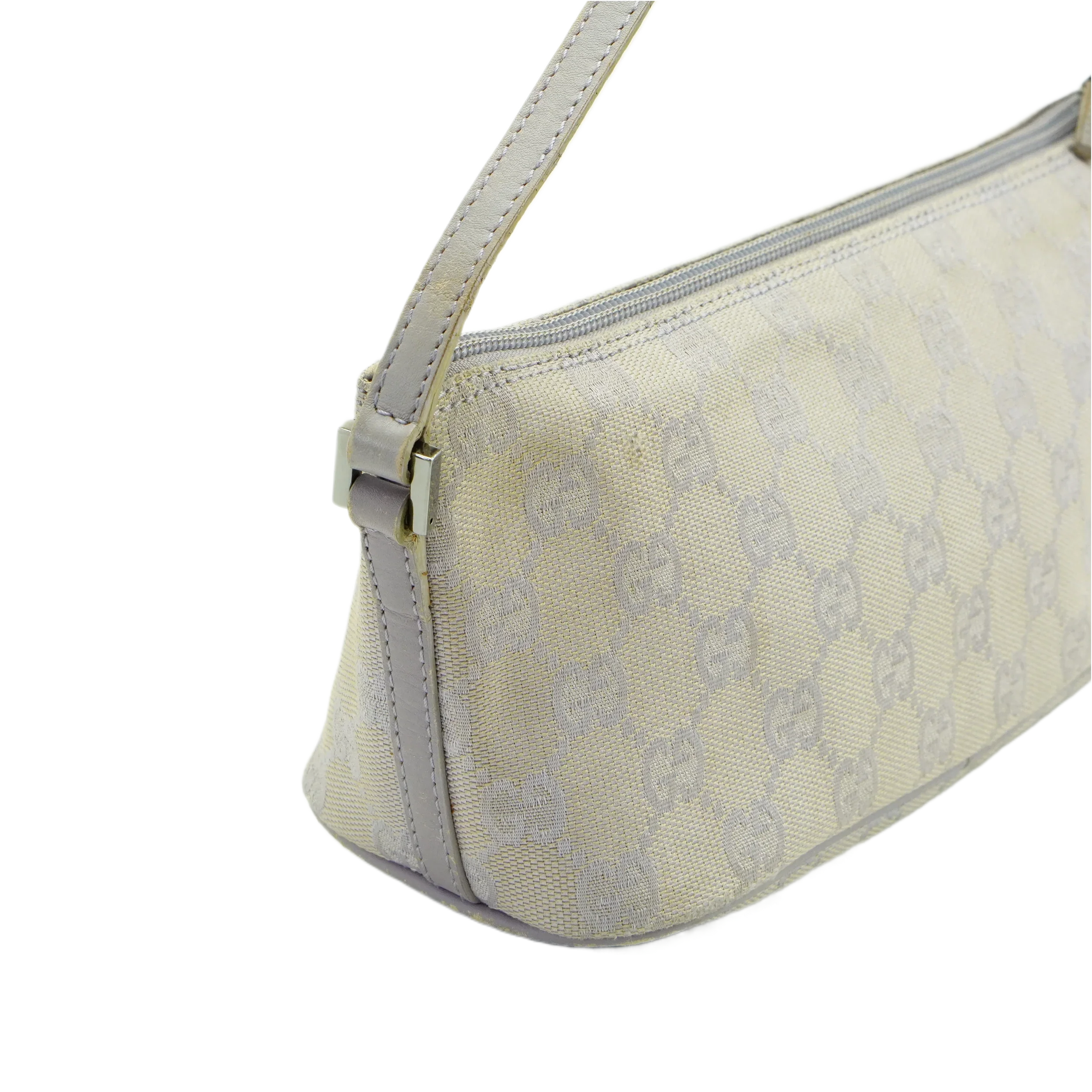 Gucci Grey GG Monogram Boat Pochette Bag - Image 6